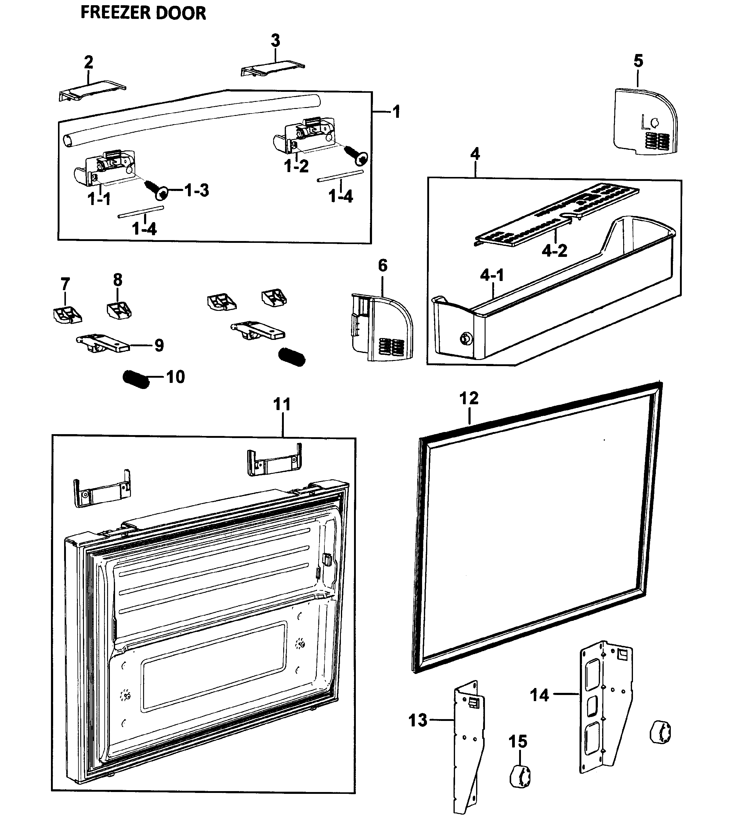 Samsung RF265ABPN/XAA-00 freezer door diagram