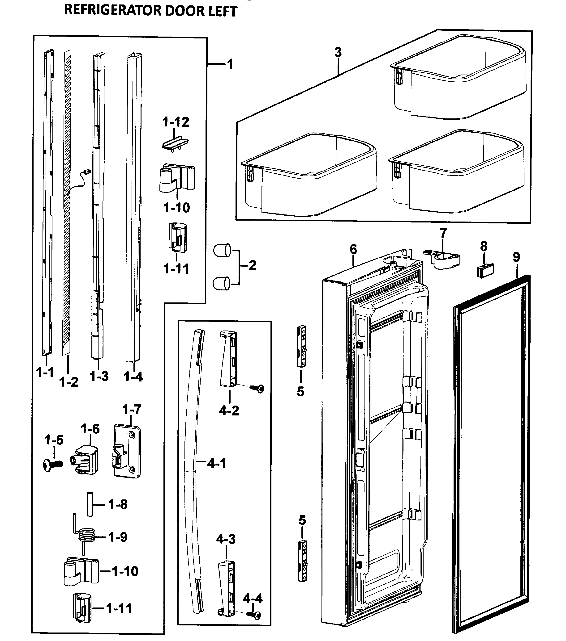 Samsung RF265ABPN/XAA-00 left door diagram