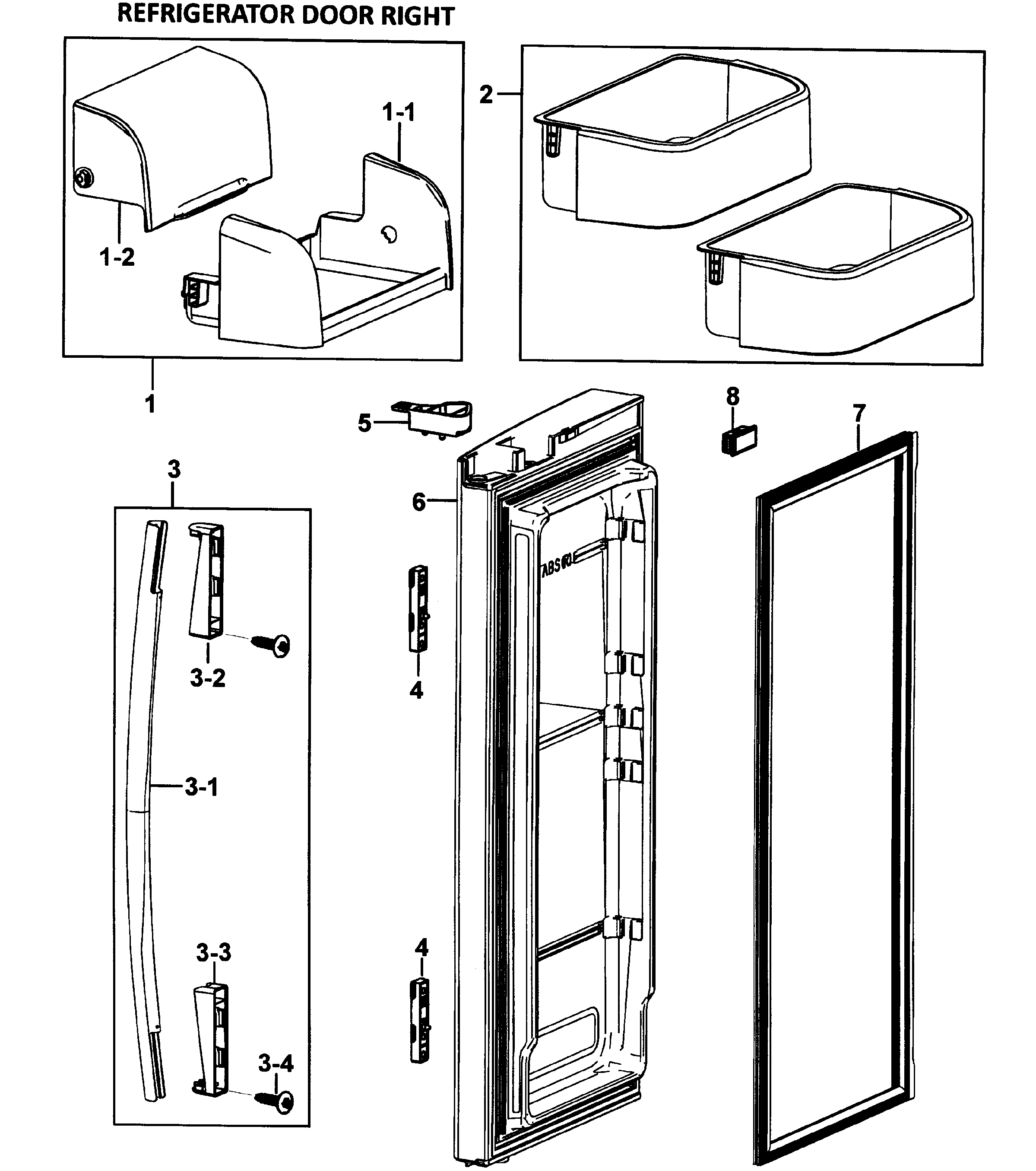 Samsung RF265ABPN/XAA-00 right door diagram