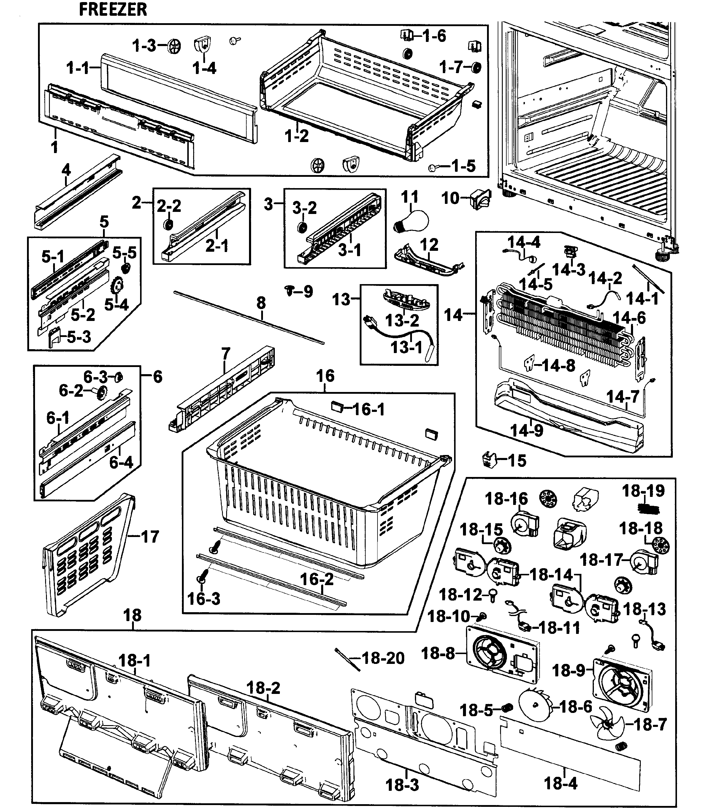 Samsung RFG295AABP/XAA-00 freezer diagram