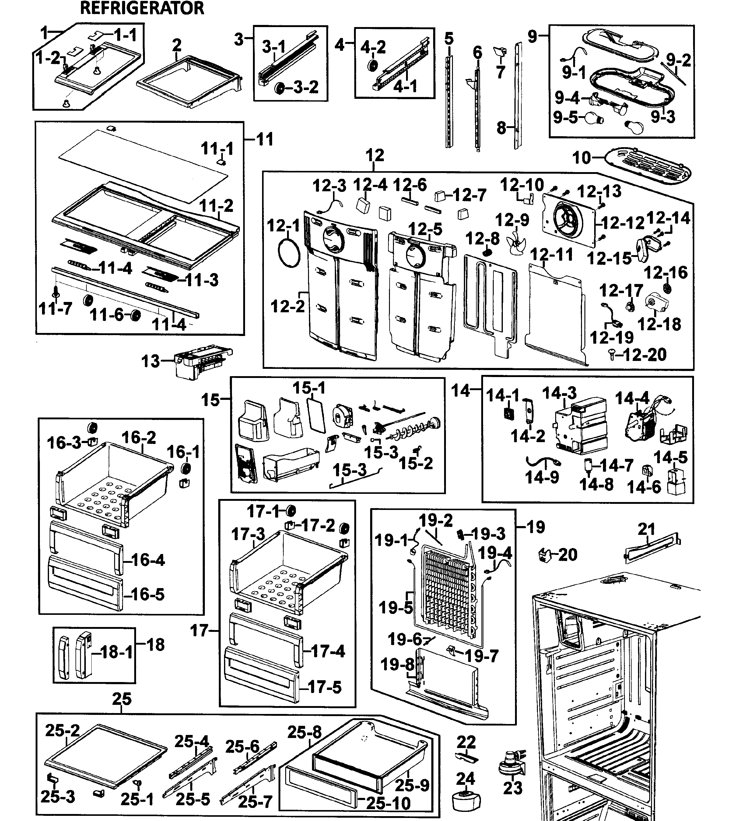 Samsung RFG295AAWP/XAA-00 refrigerator diagram