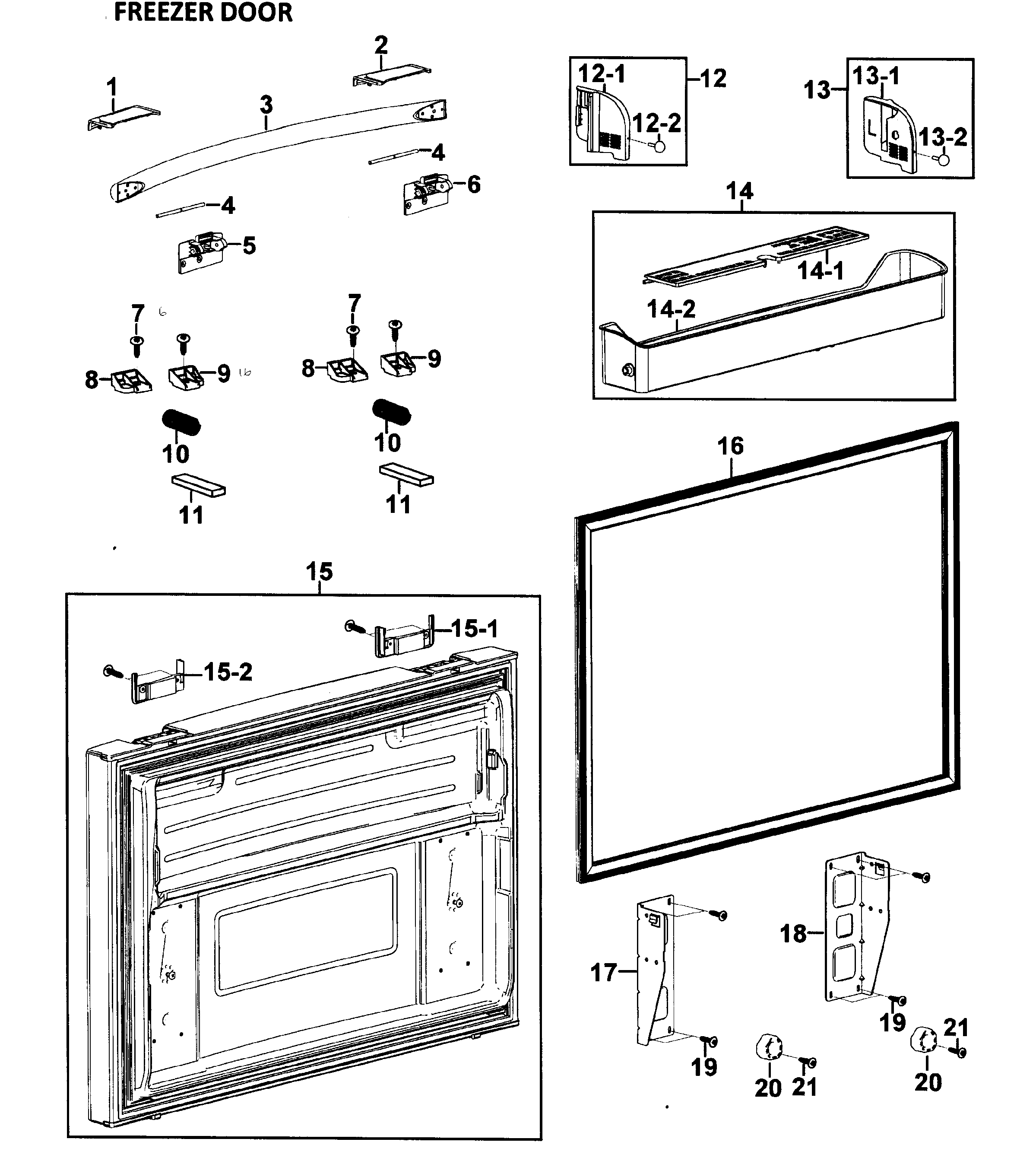 Samsung RFG295AAWP/XAA-00 freezer door diagram