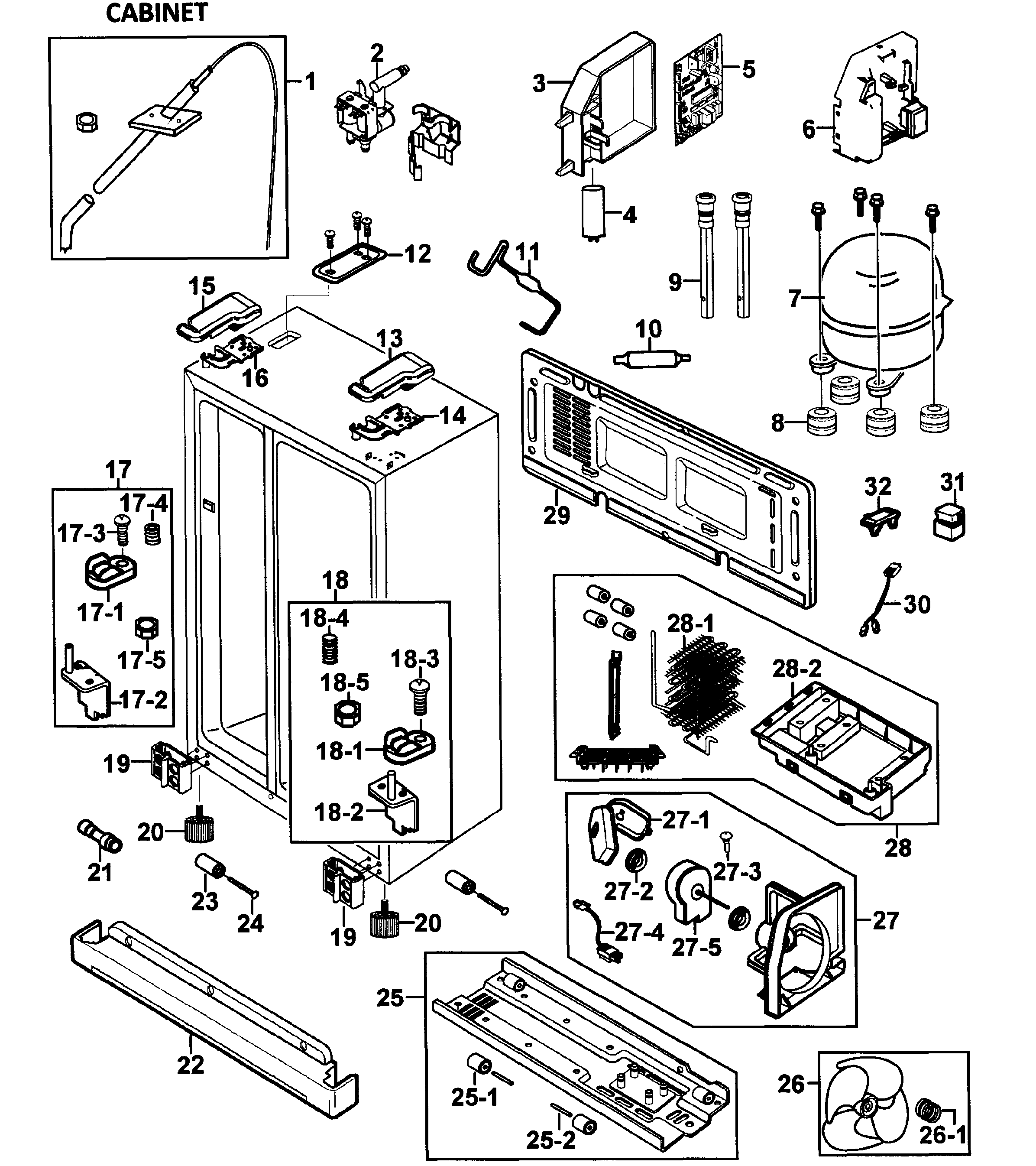 Samsung RH269LBSH/XAA-00 cabinet diagram