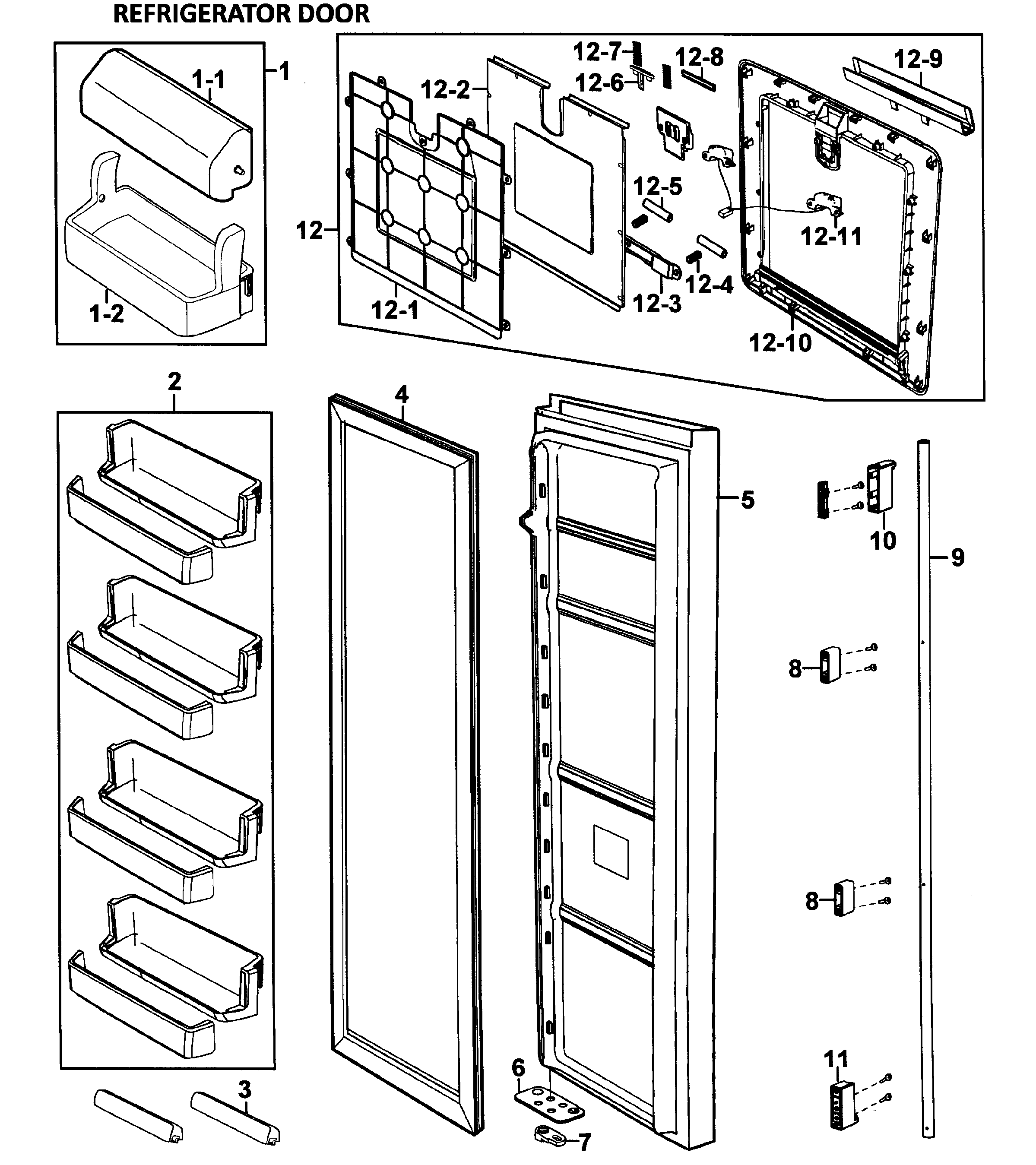 Samsung RH269LBSH/XAA-00 right door diagram