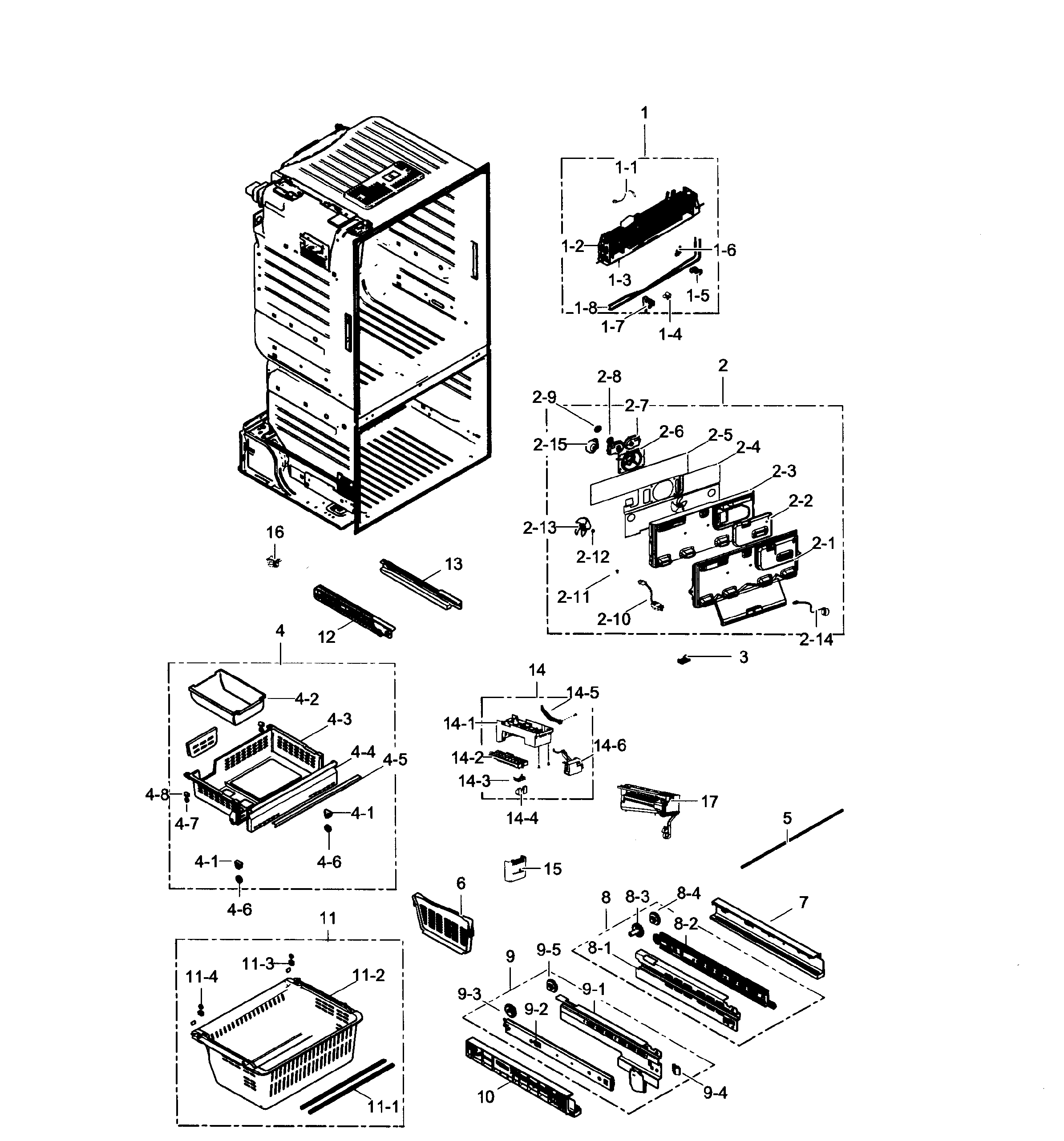 Samsung RF260BEAEBC/AA-01 freezer diagram