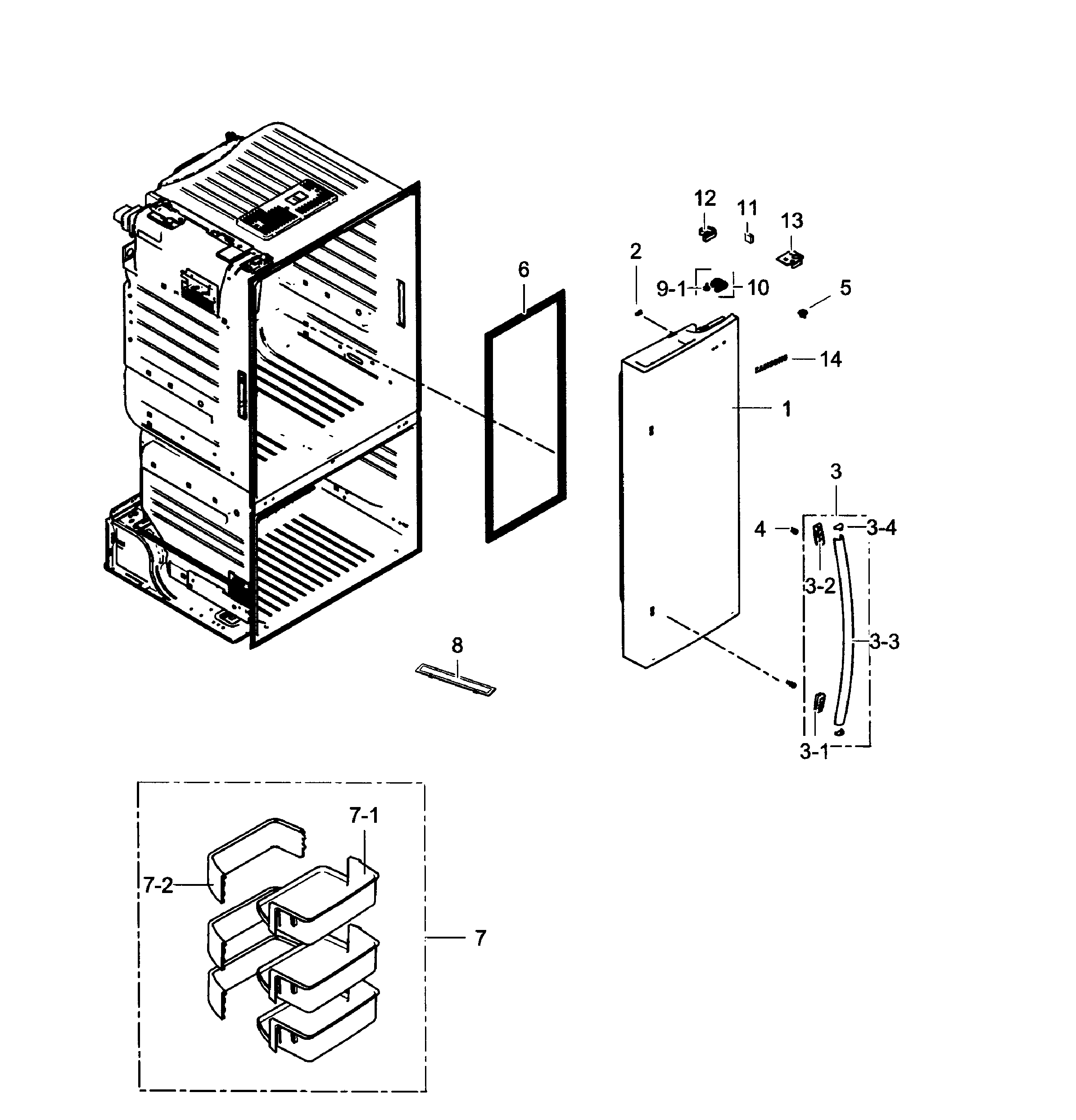 Samsung RF260BEAEBC/AA-01 right door diagram