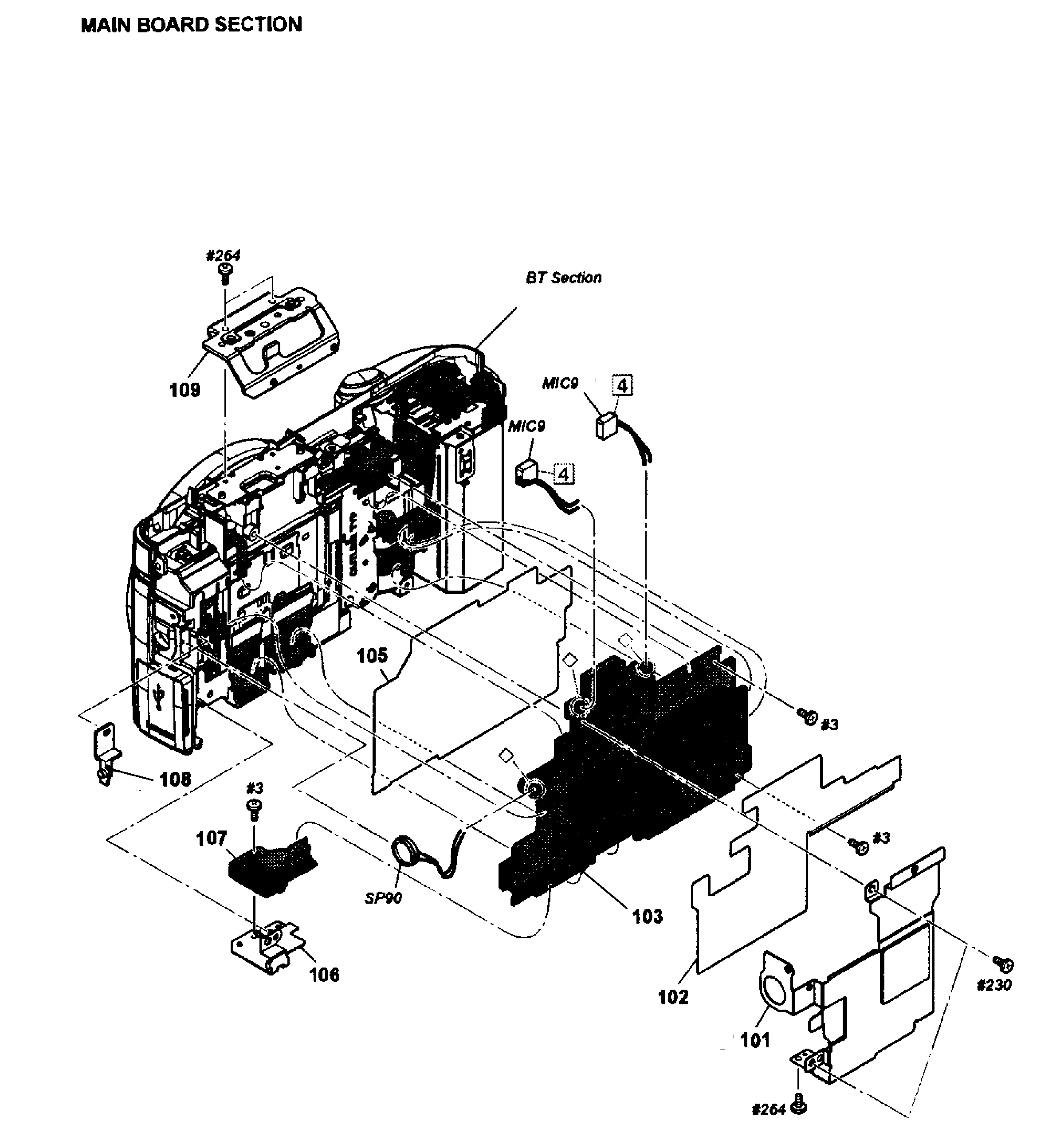 Sony NEX-F3K/P main pcb diagram