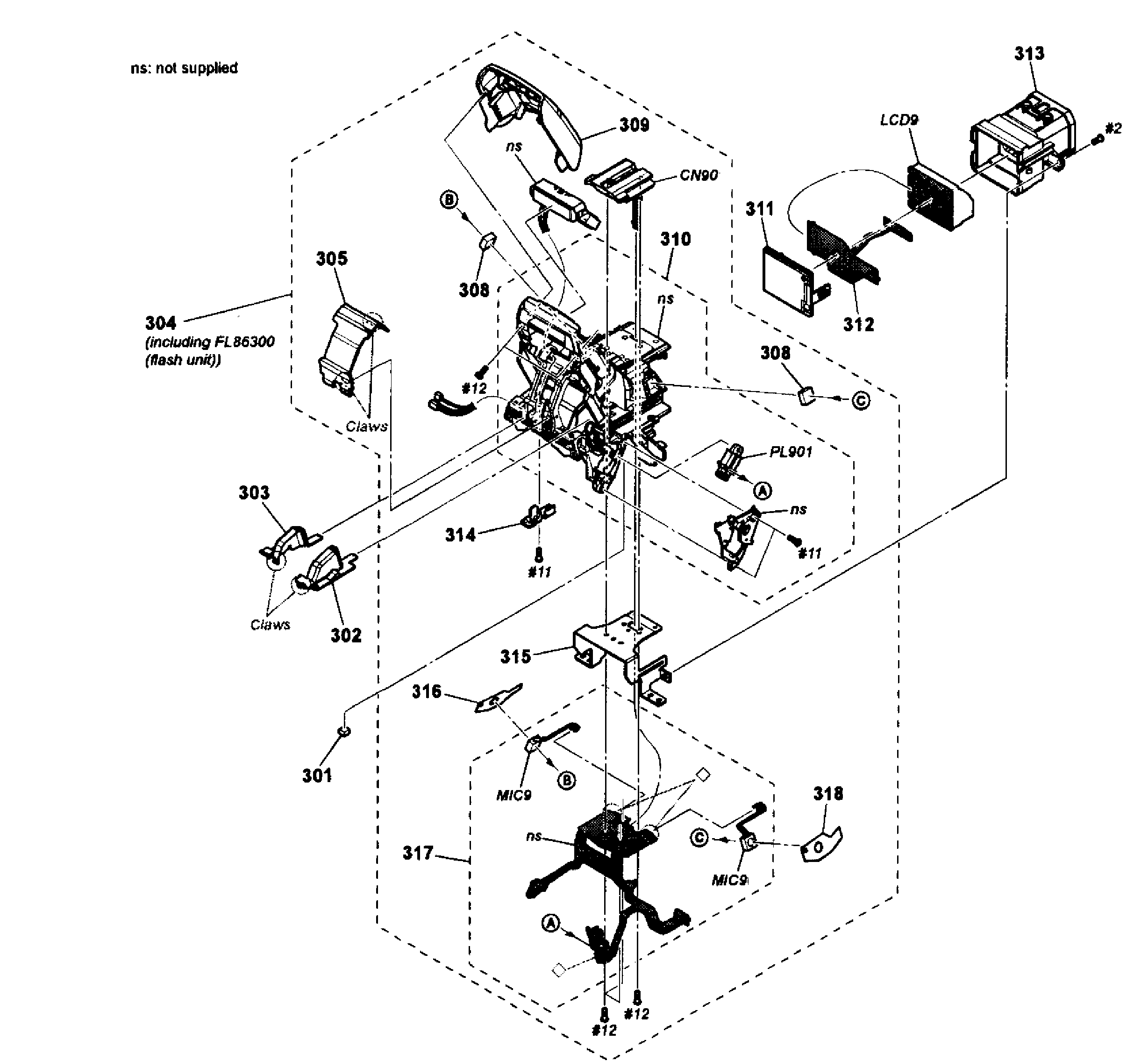 Sony SLT-A37K strobe assy diagram