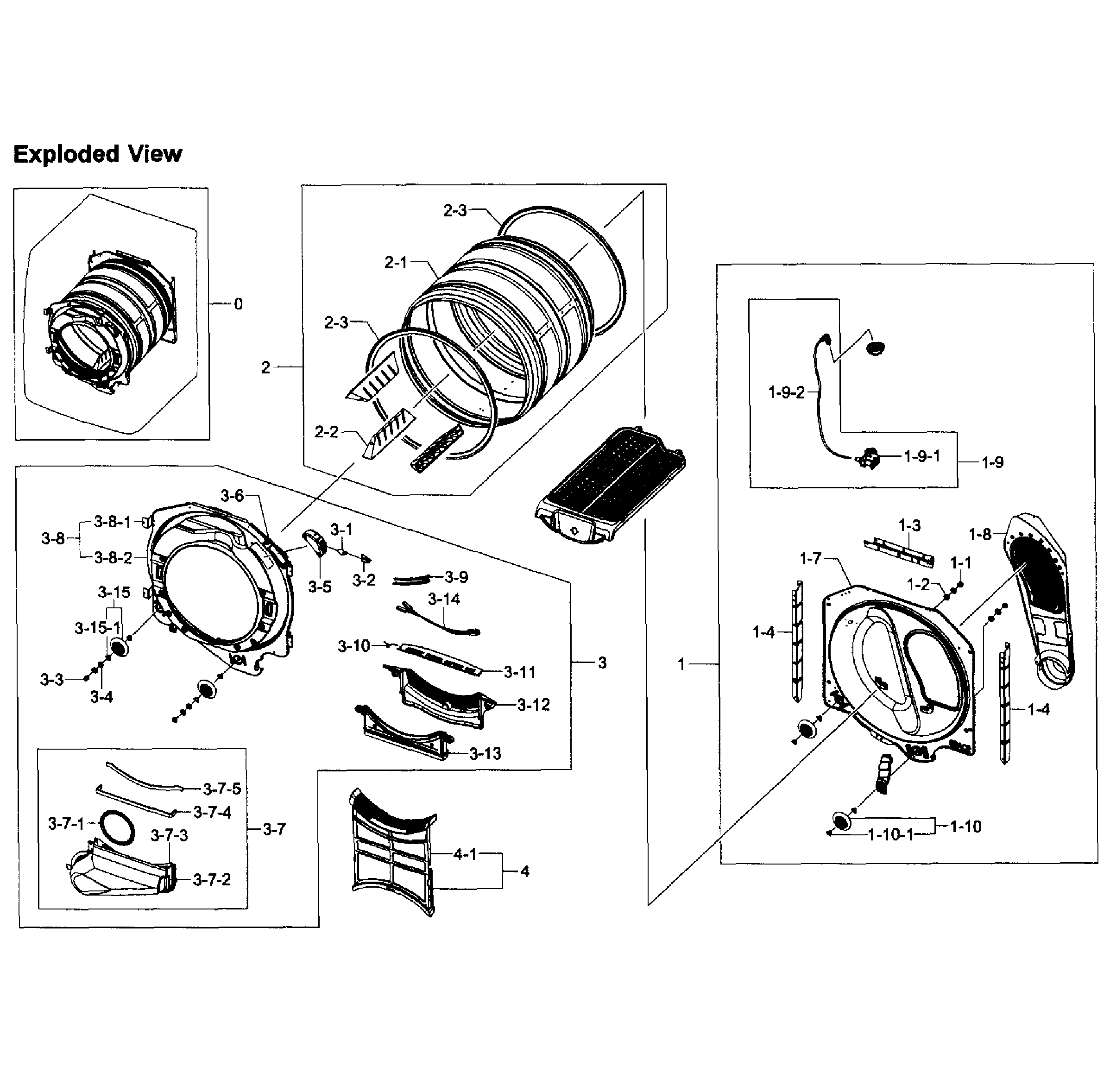 Samsung DV393ETPARA/A1-01 drum assy diagram