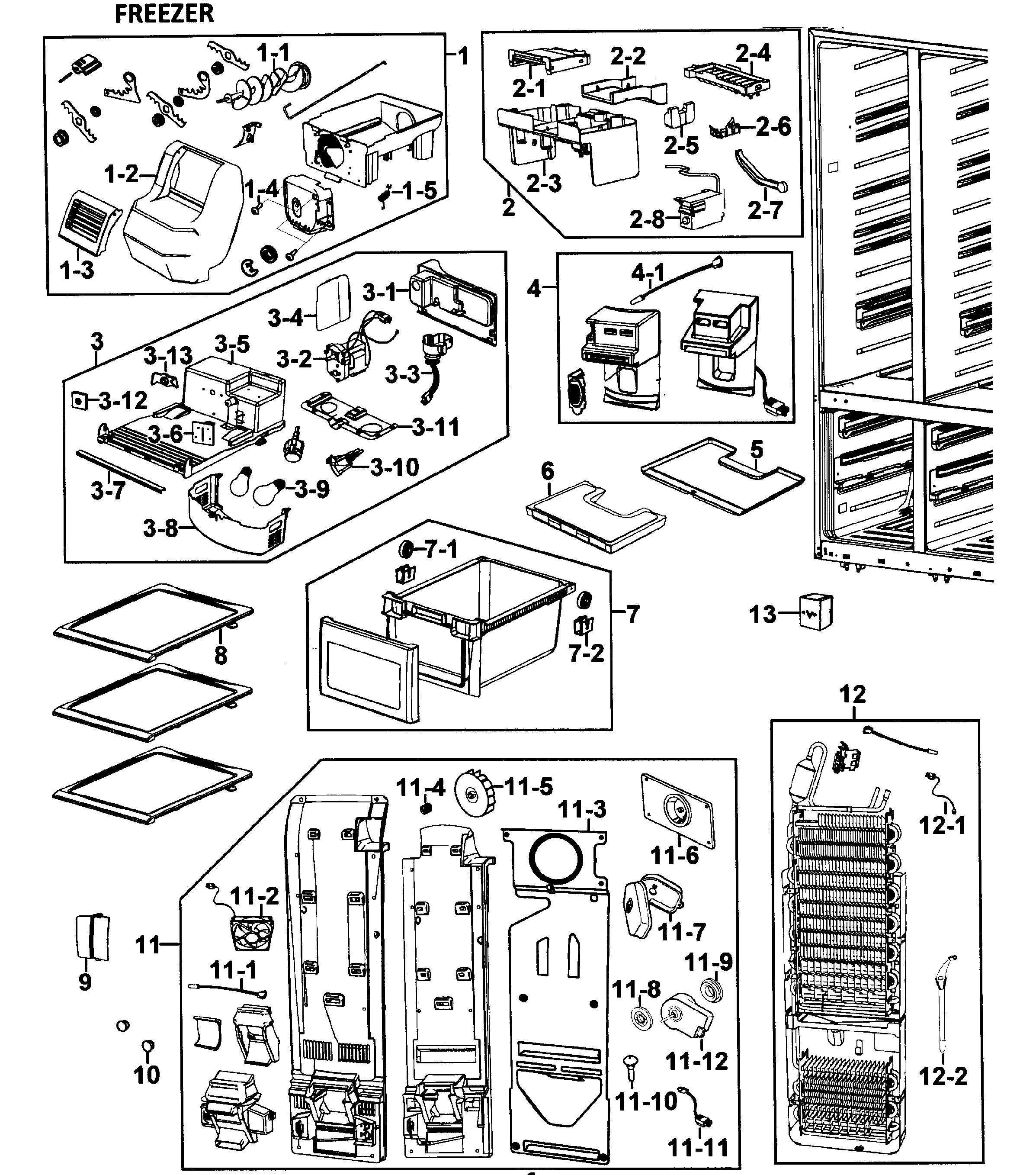 Samsung RM257ABBP/XAA-00 freezer diagram