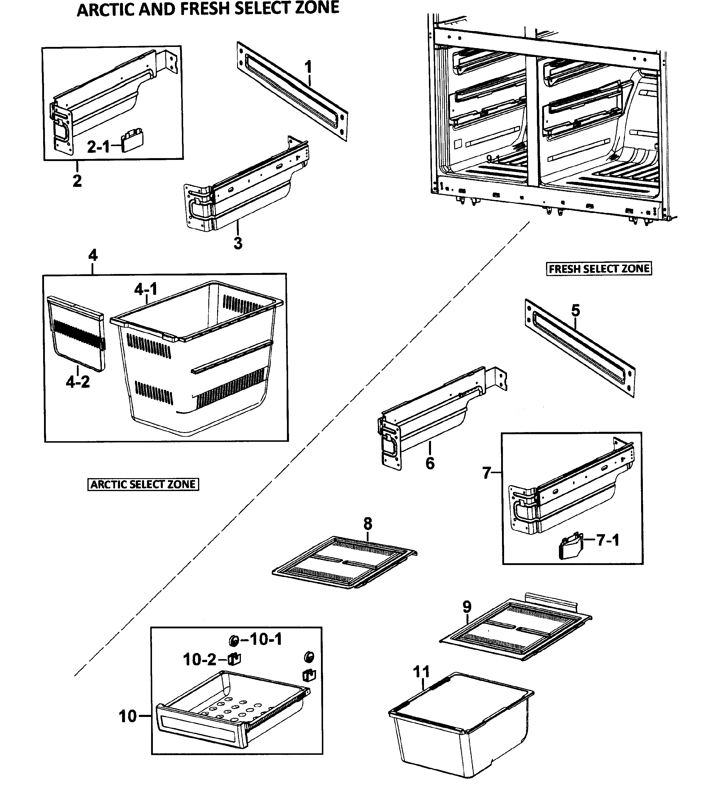 Samsung RM257ABBP/XAA-00 baskets assy diagram