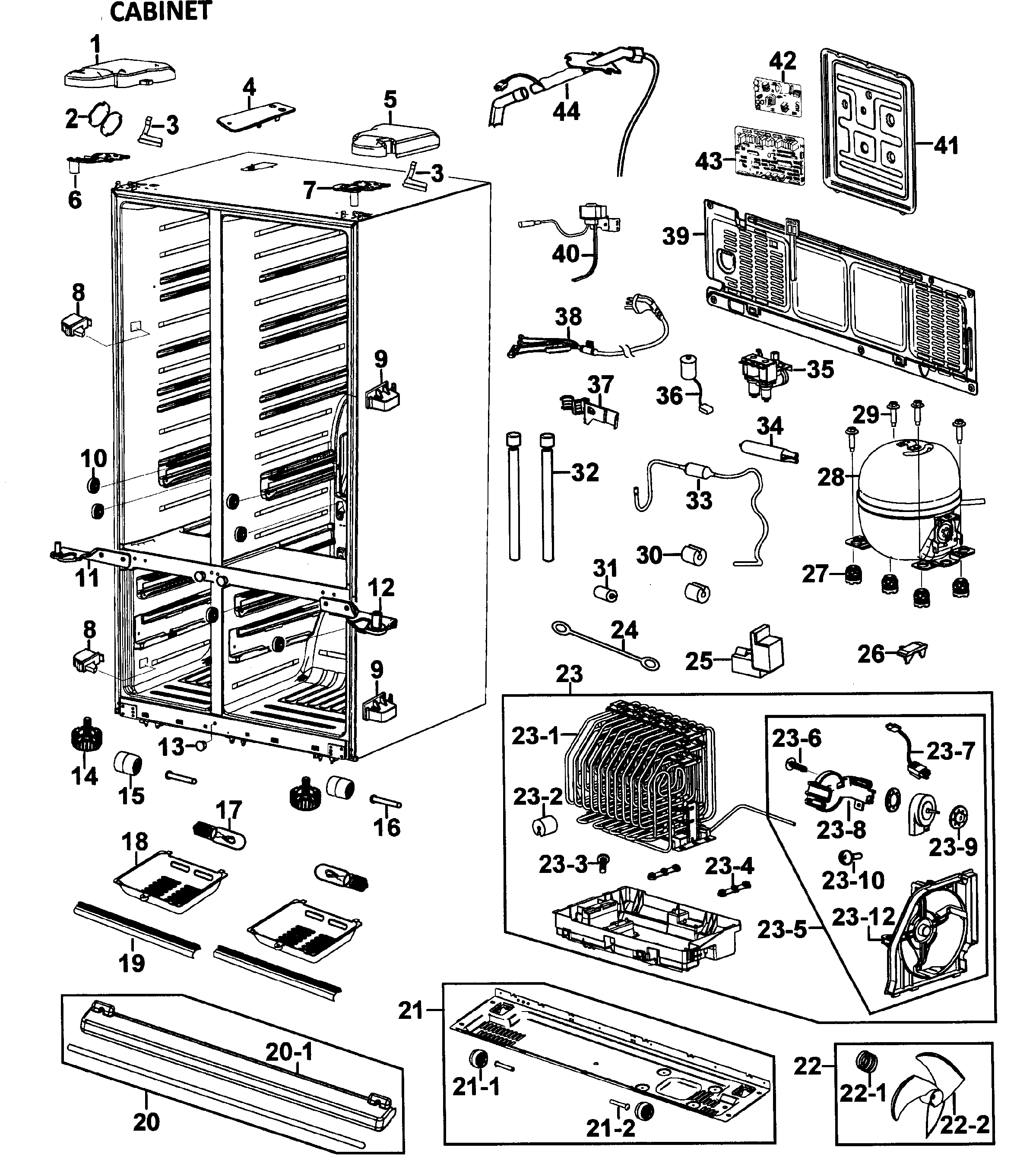 Samsung RM257ABBP/XAA-00 cabinet diagram