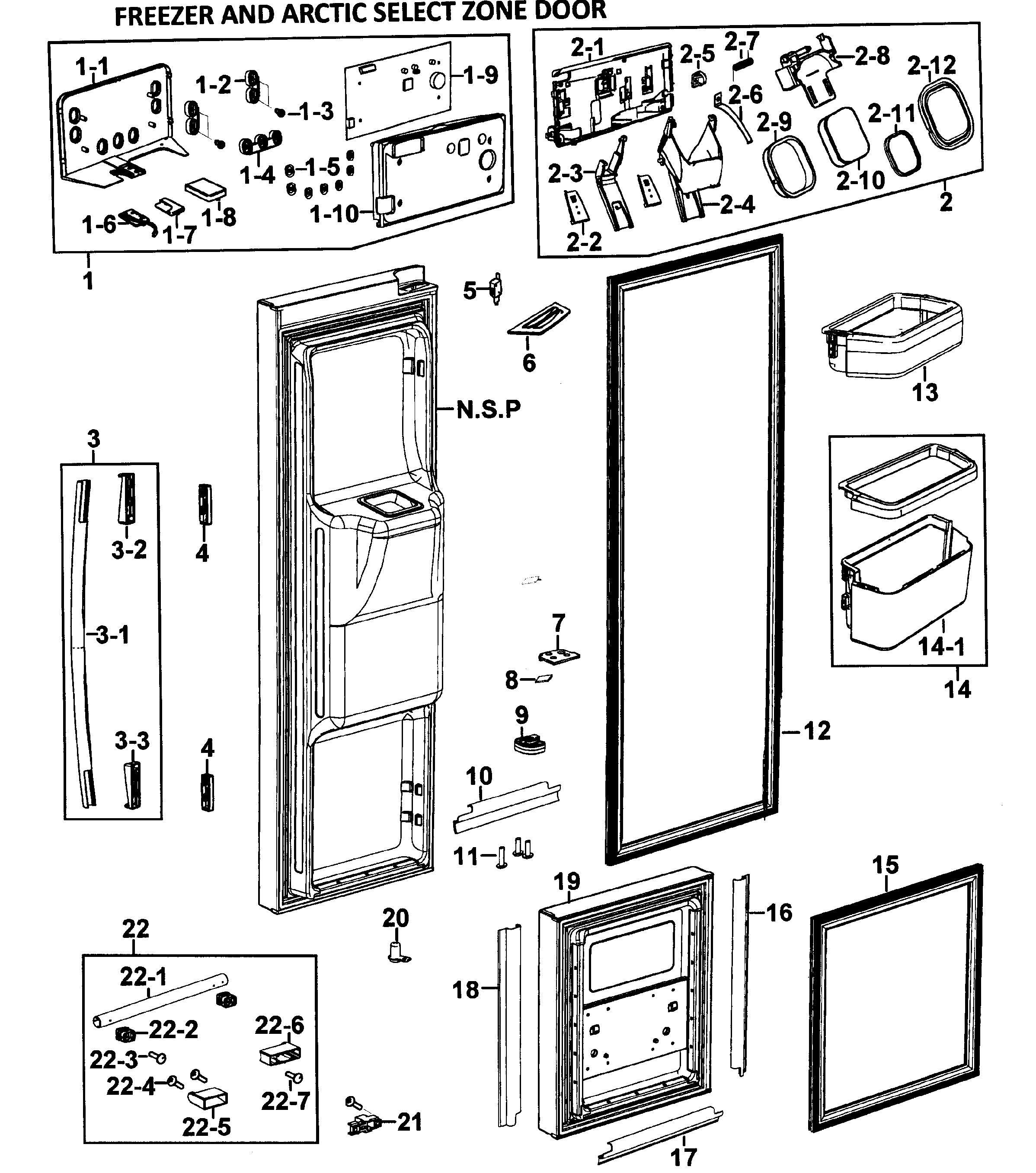 Samsung RM257ABBP/XAA-00 left doors diagram