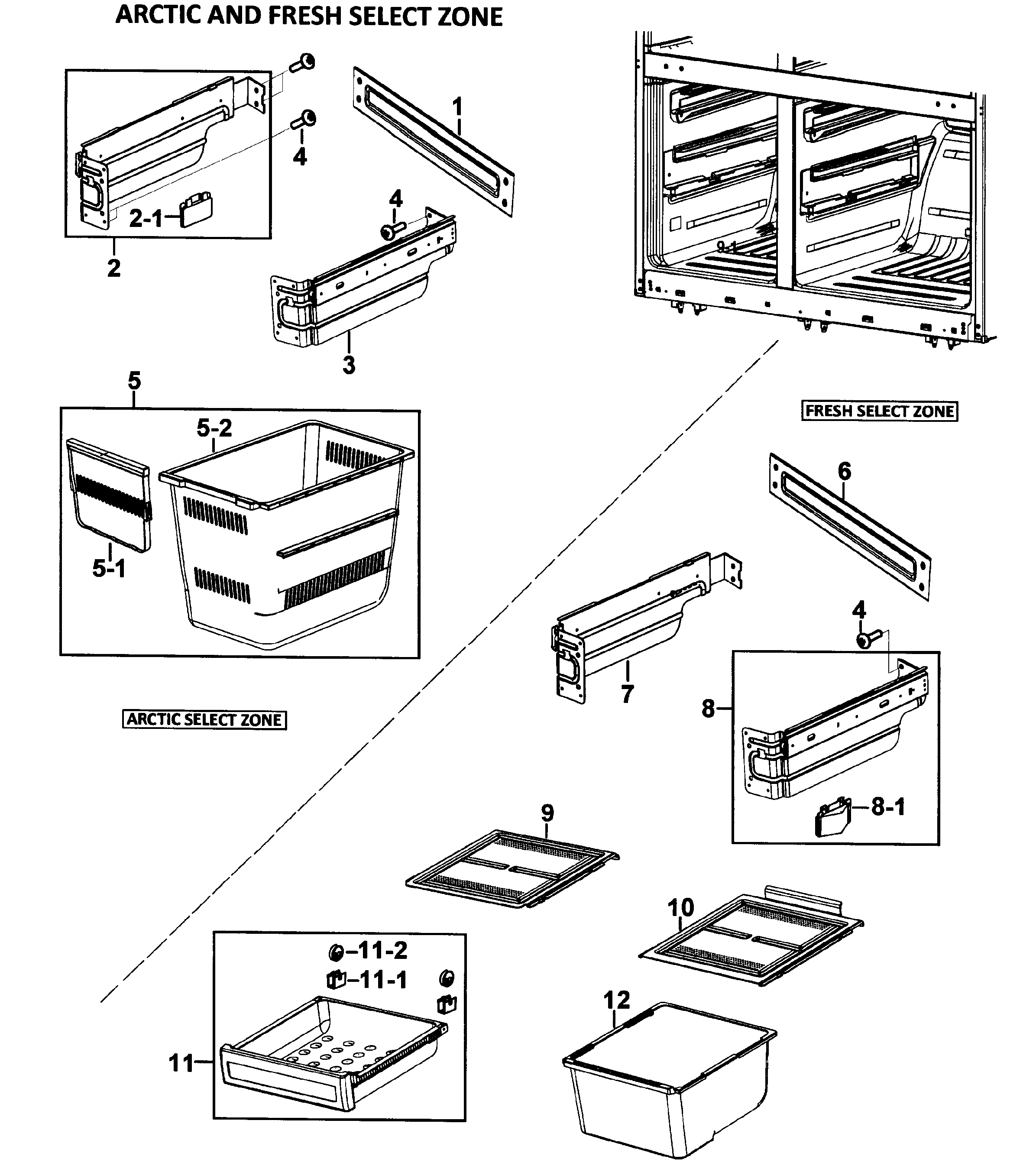 Samsung RM257ABRS/XAA-00 baskets assy diagram