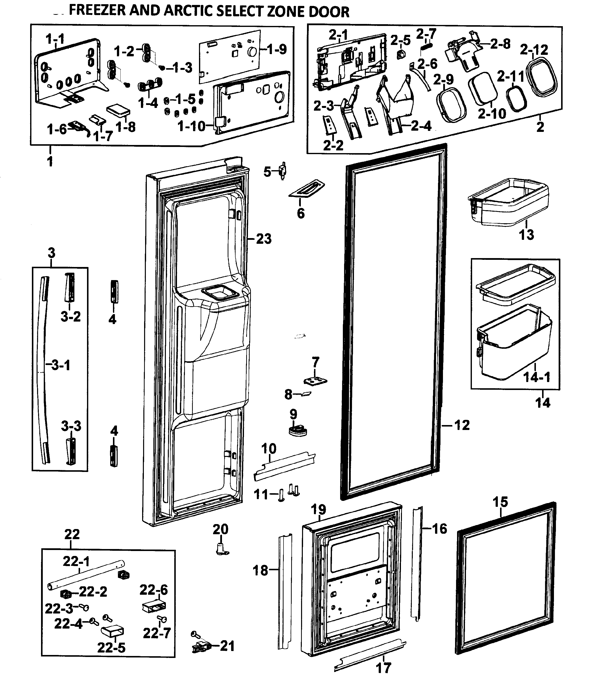 Samsung RM257ABRS/XAA-00 left doors diagram