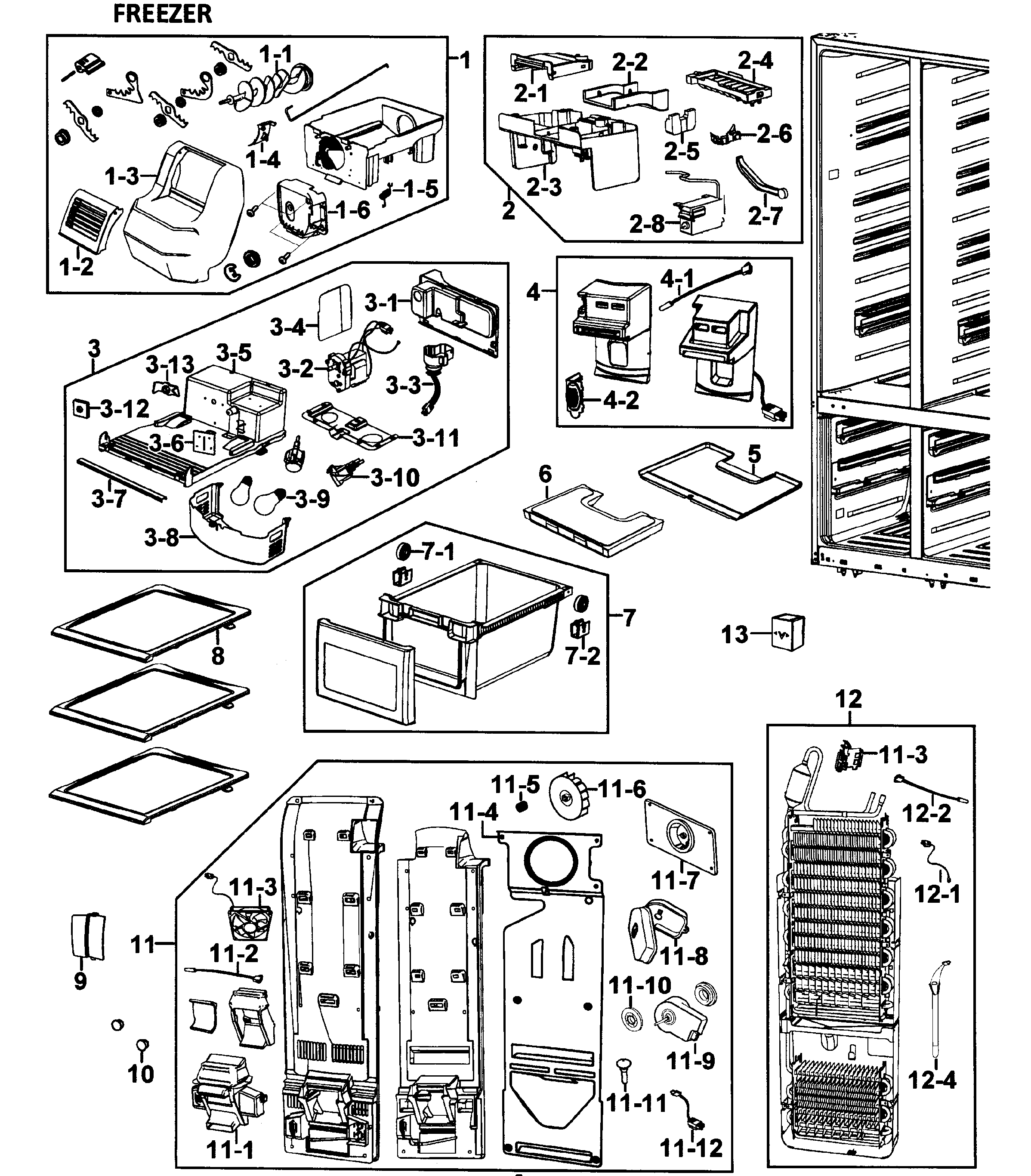 Samsung RM257ACPN/XAA-00 freezer diagram