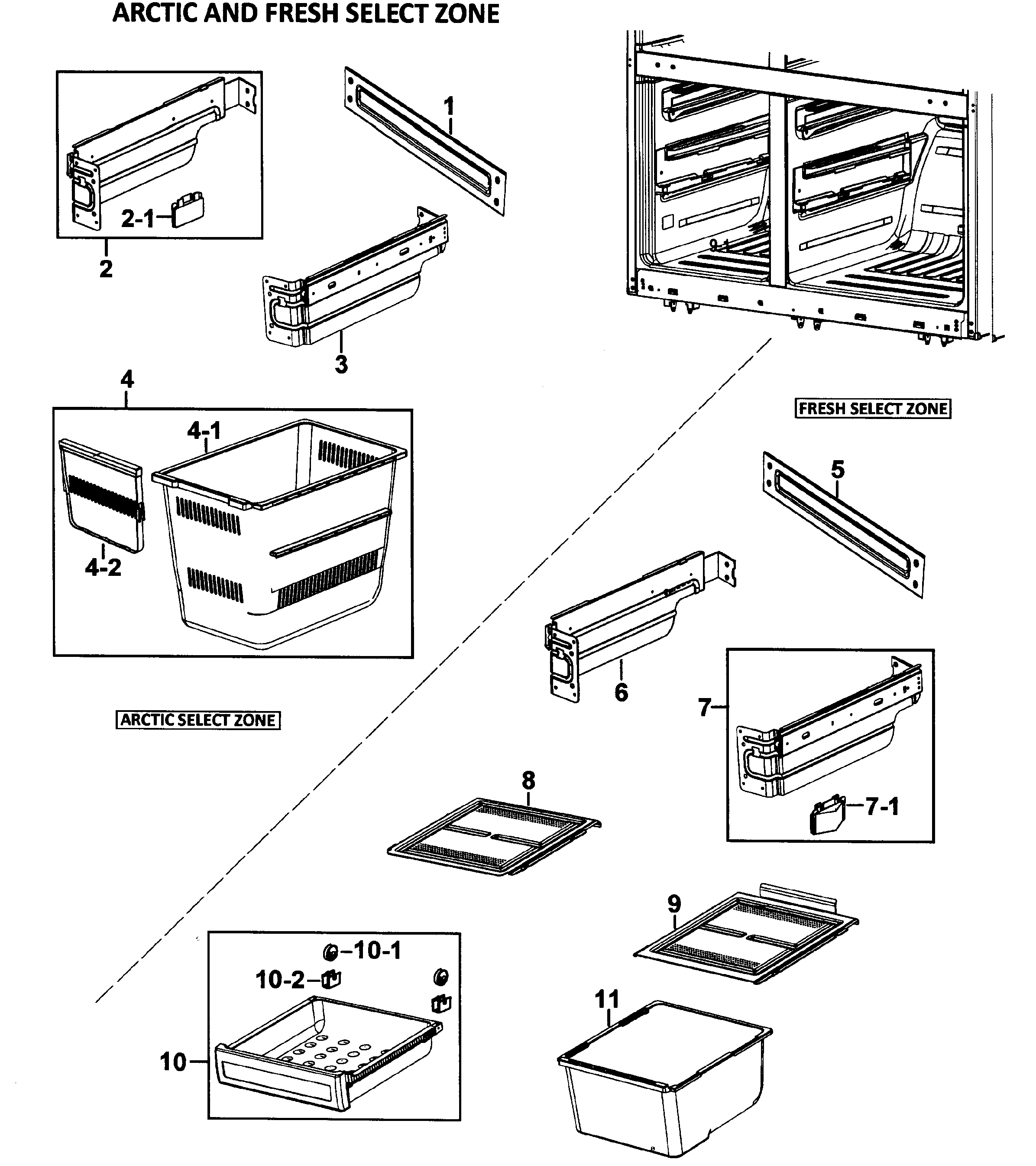 Samsung RM257ACPN/XAA-00 baskets assy diagram
