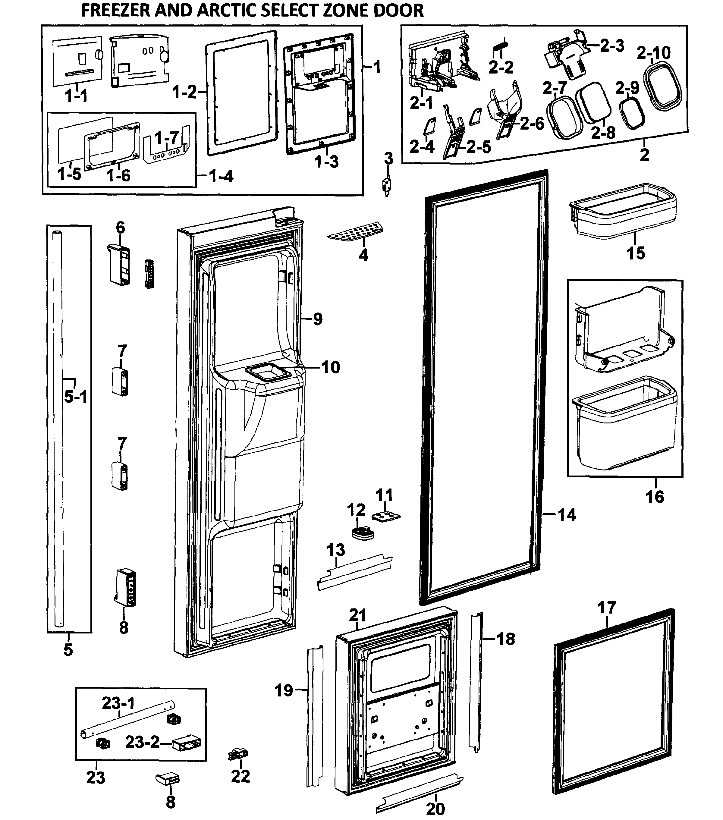 Samsung RM255LABP/XAA-00 left doors diagram