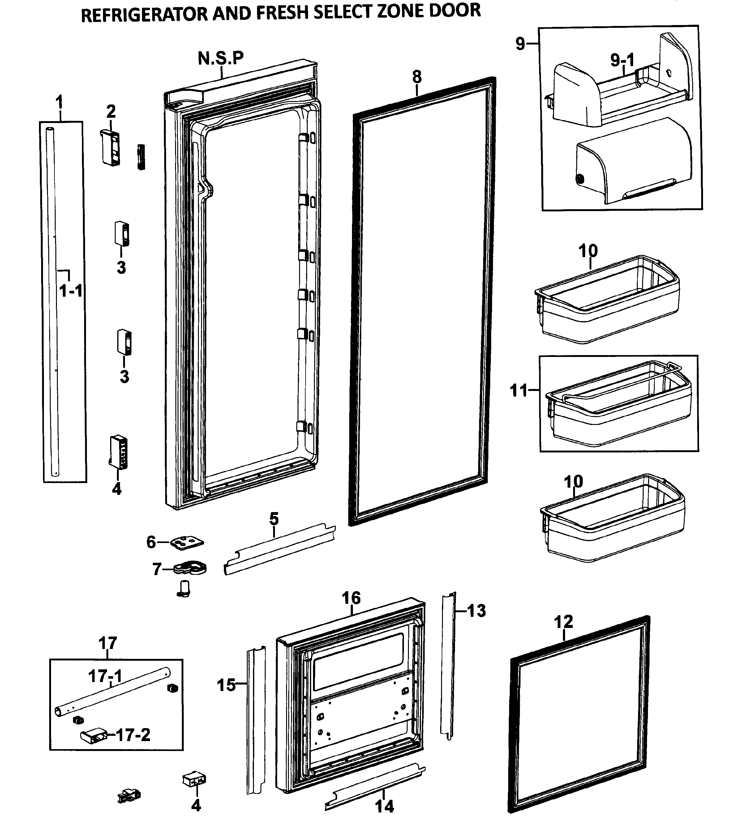 Samsung RM255LABP/XAA-00 right doors diagram