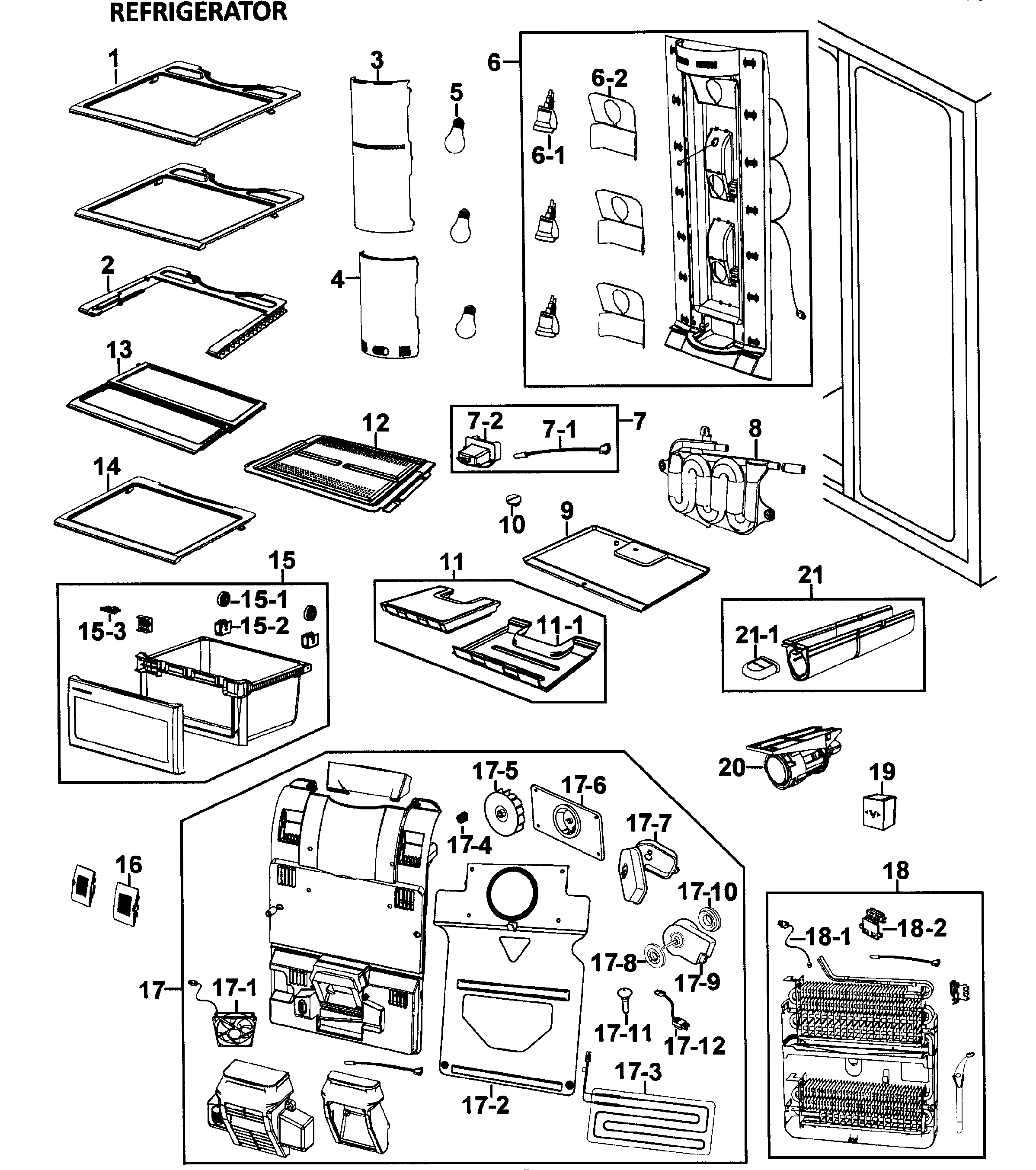 Samsung RM255LAWP/XAA-00 refrigerator diagram