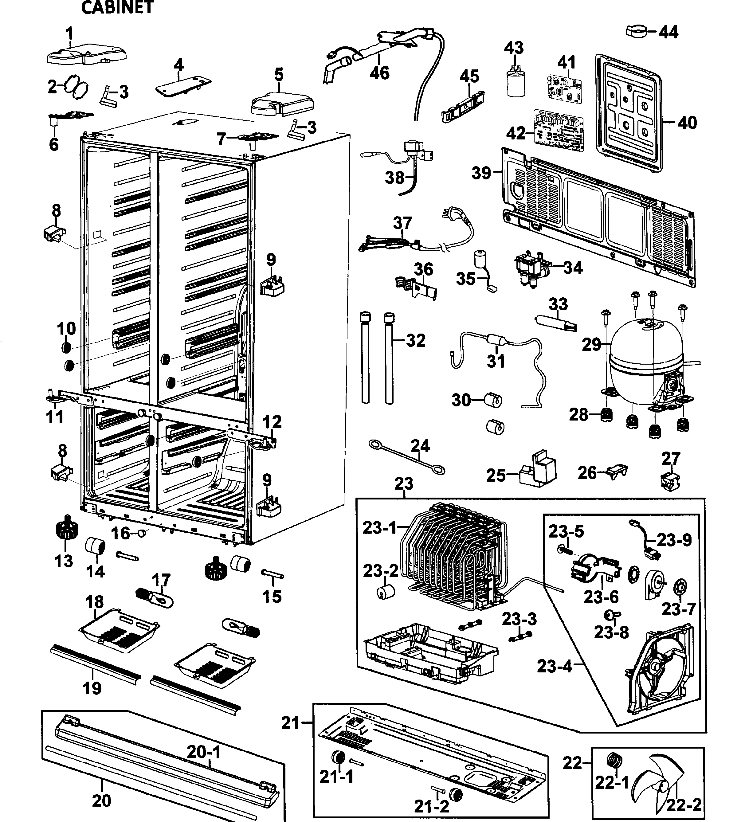 Samsung RM255LAWP/XAA-00 cabinet diagram