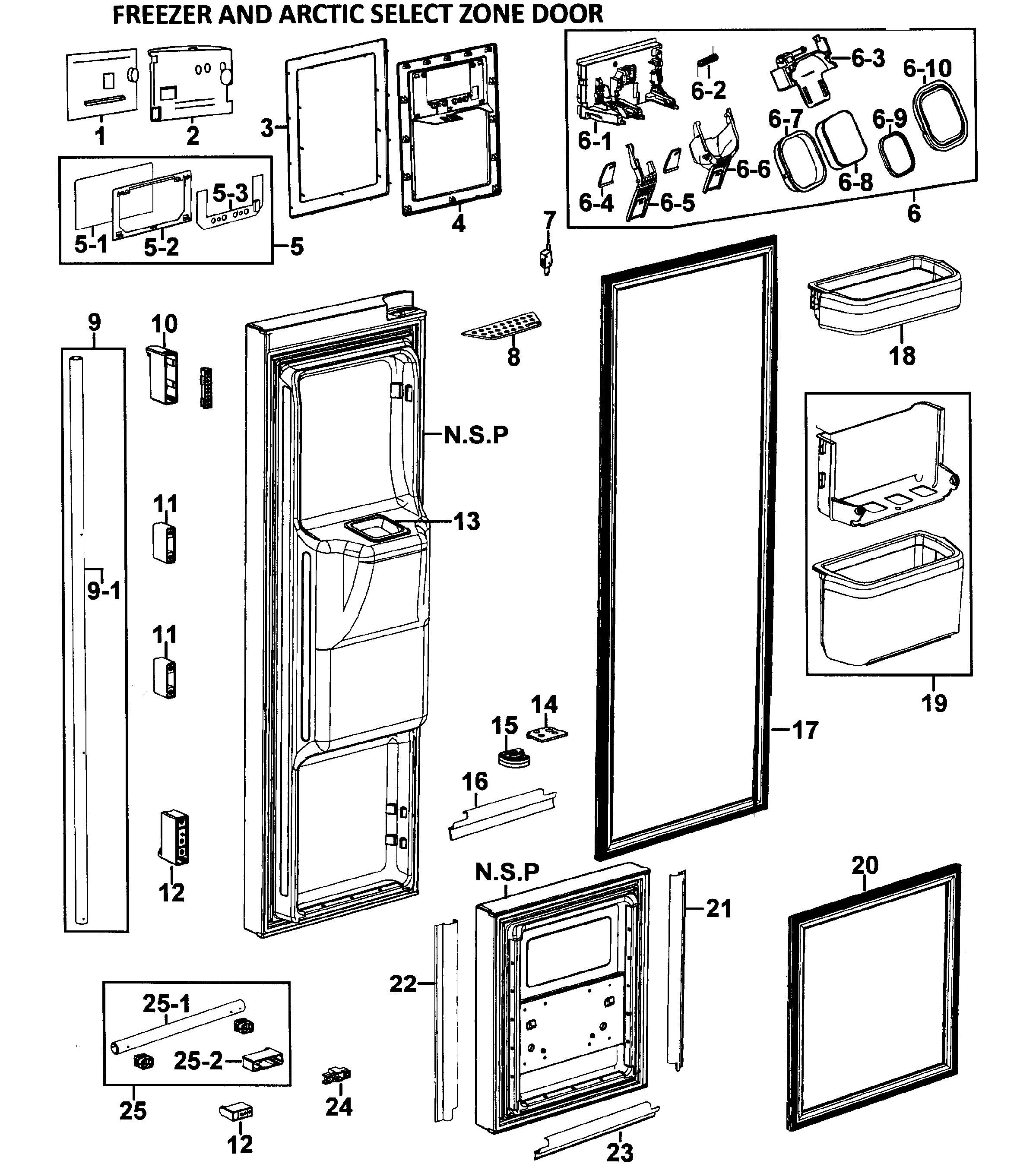 Samsung RM255LAWP/XAA-00 left doors diagram