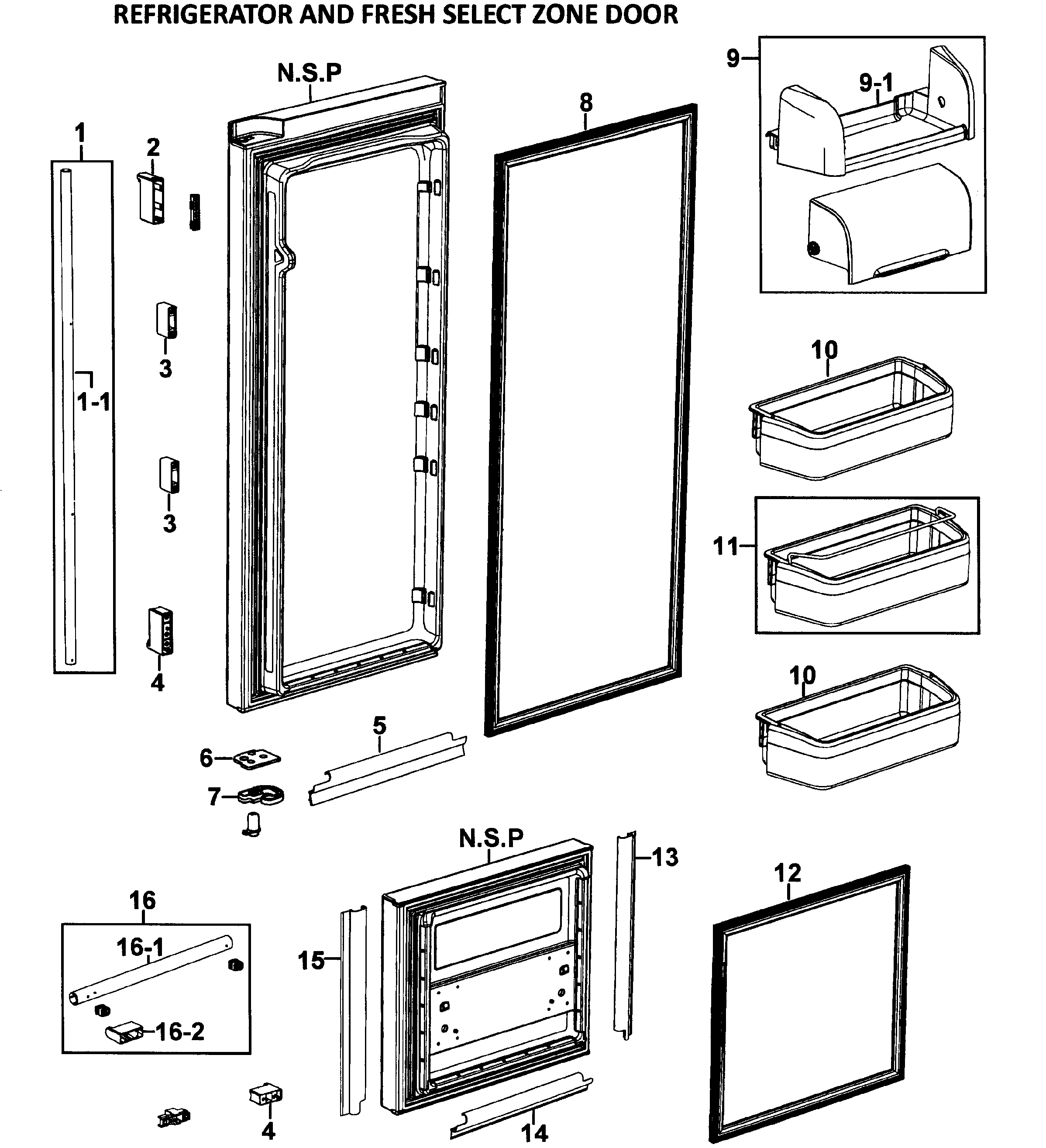 Samsung RM255LAWP/XAA-00 right doors diagram