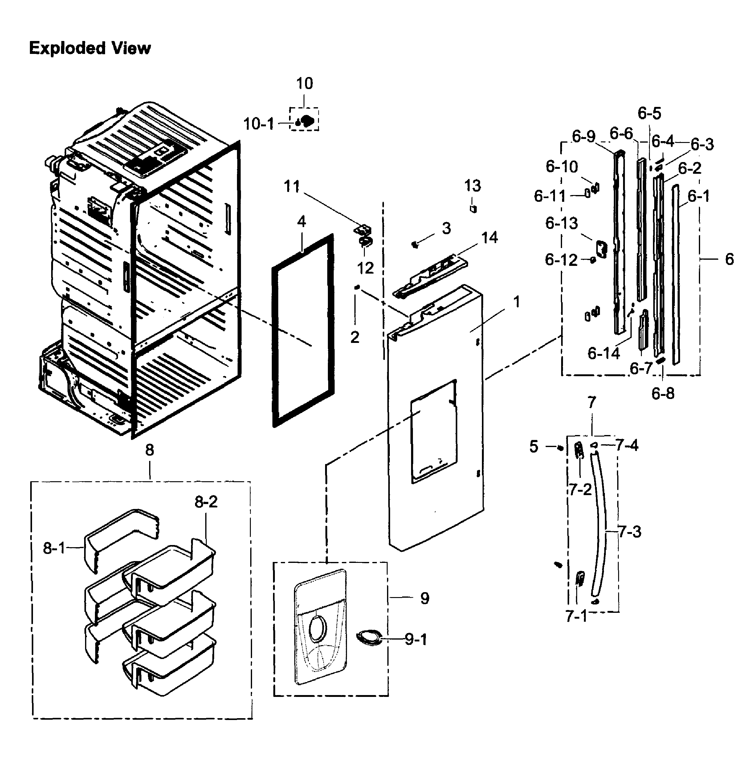 Samsung RF261BEAEBC/AA-01 left door diagram