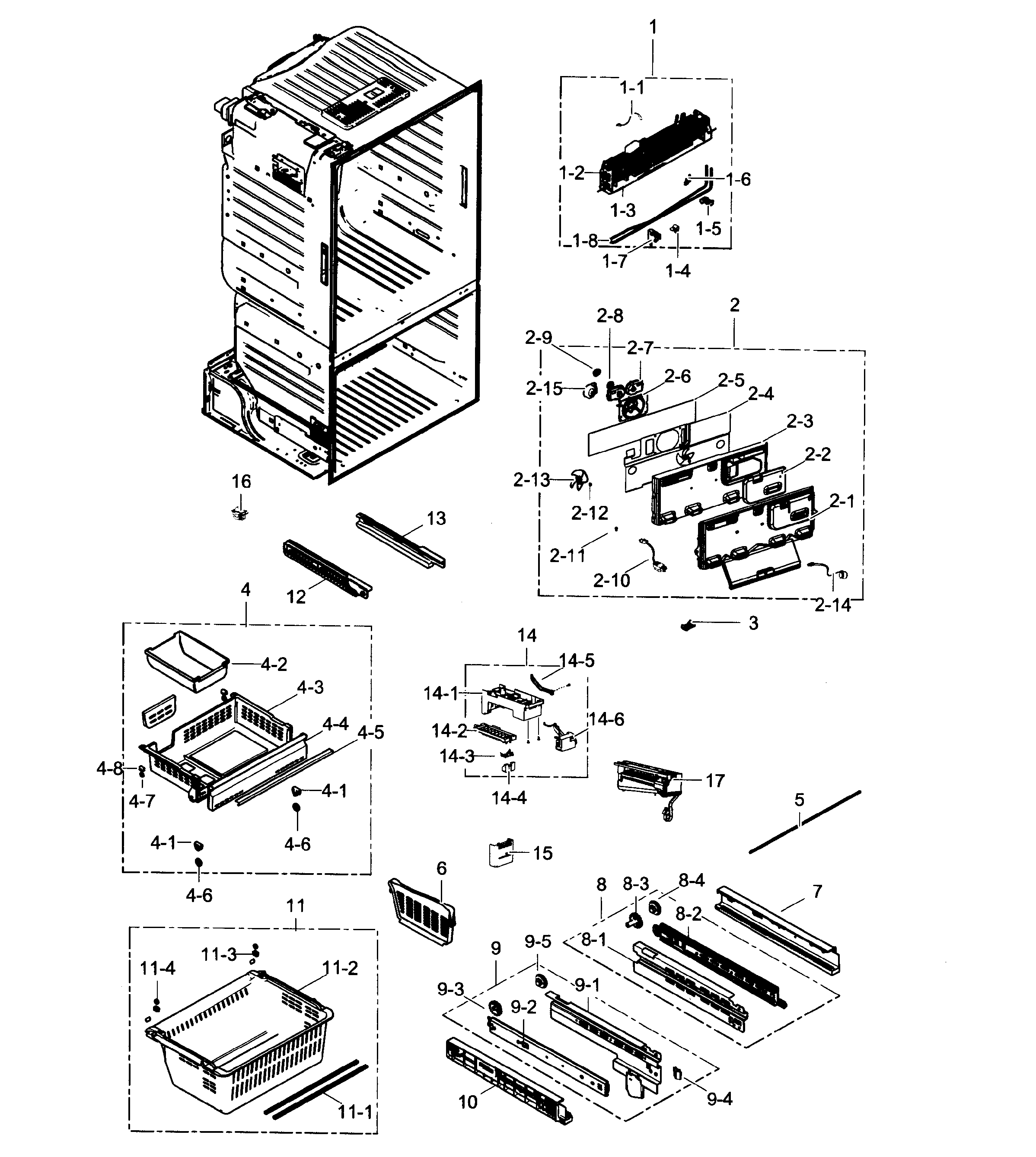 Samsung RF261BEAESP/AA-01 freezer diagram
