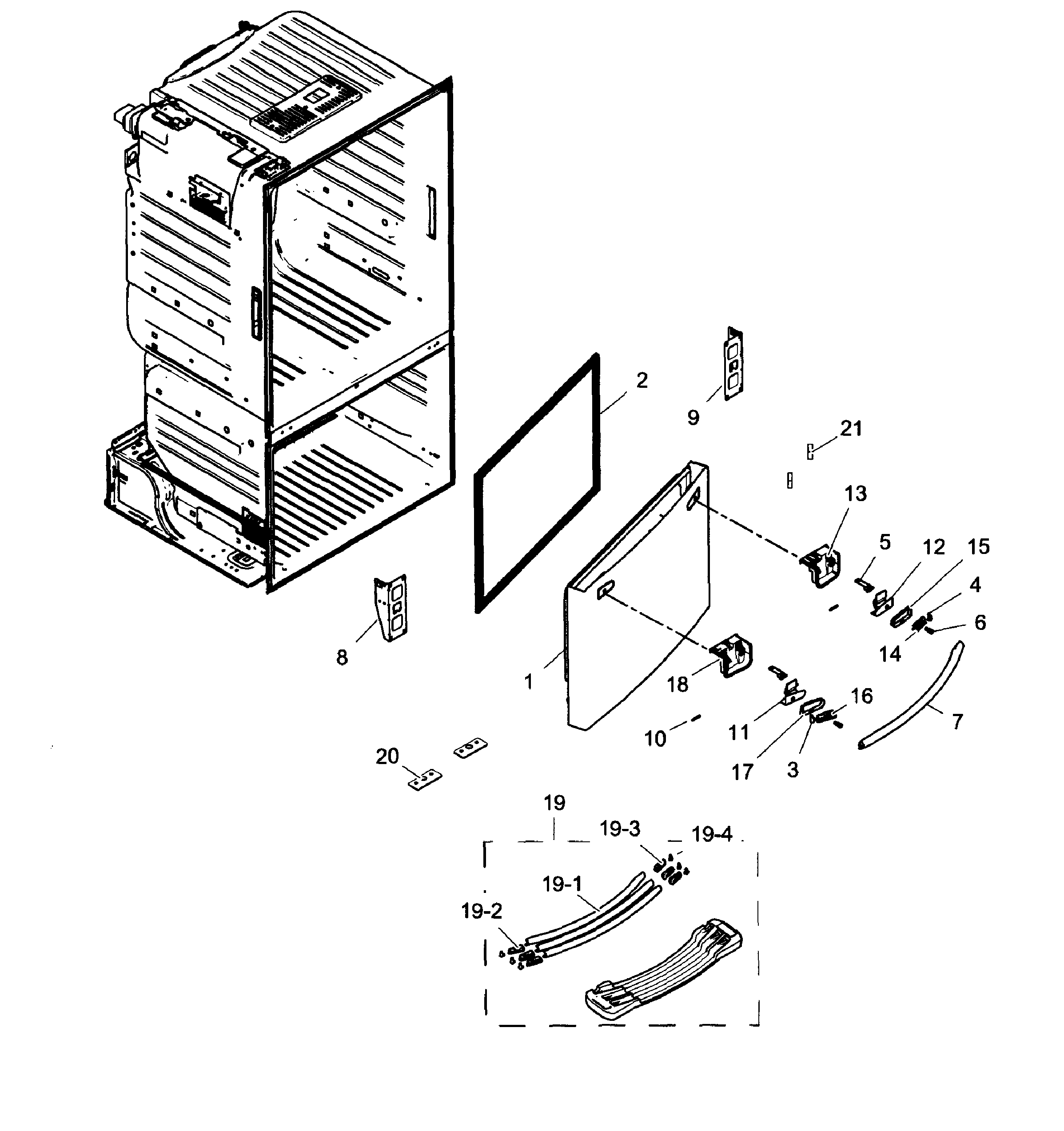 Samsung RF261BEAESR/AA-01 freezer door diagram
