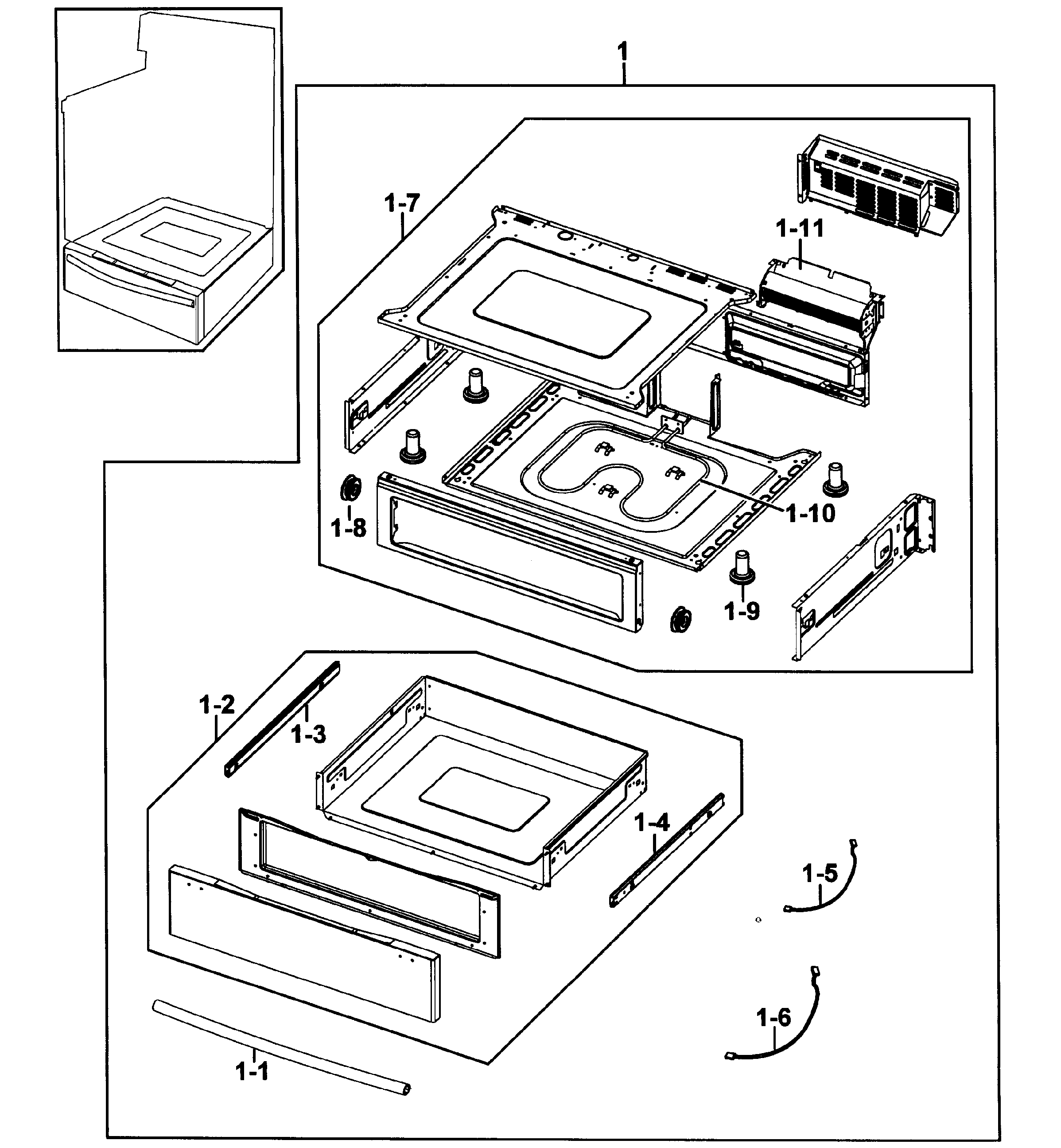 Samsung FTQ307NWGX/XAA-00 drawer assy diagram