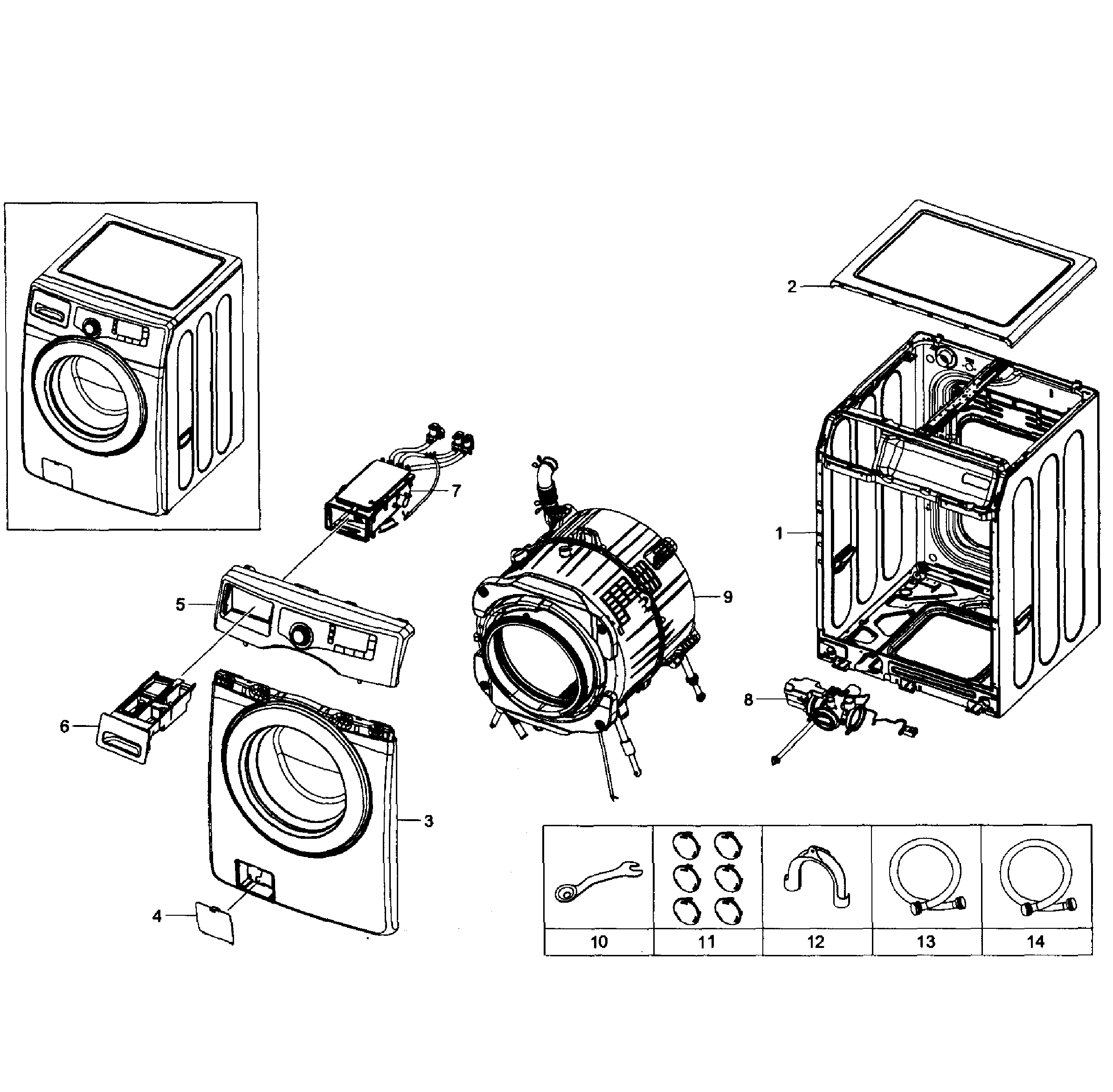 Samsung WF361BVBEWR/A1-01 main assy diagram