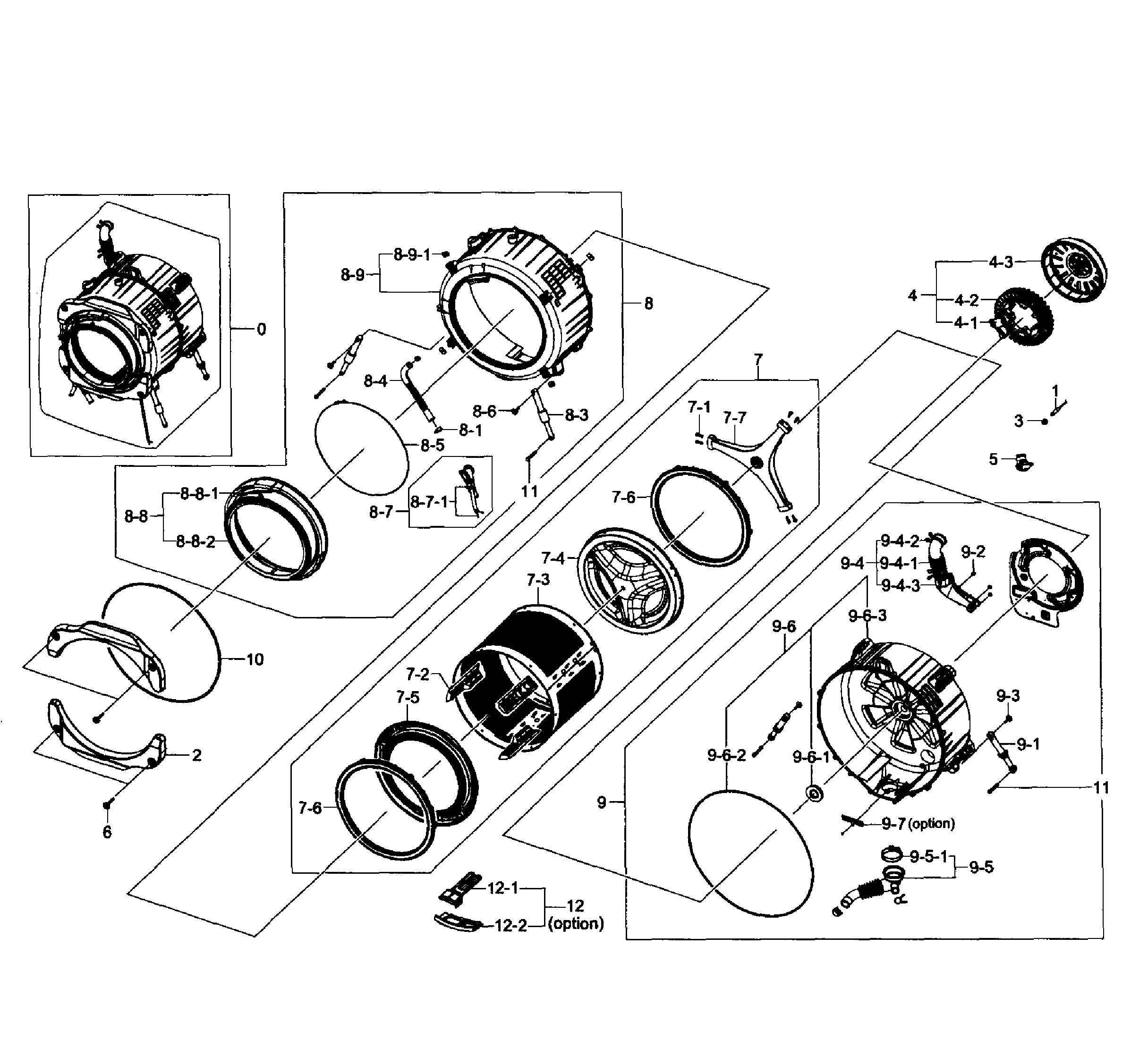 Samsung WF361BVBEWR/A1-01 tub/drum diagram