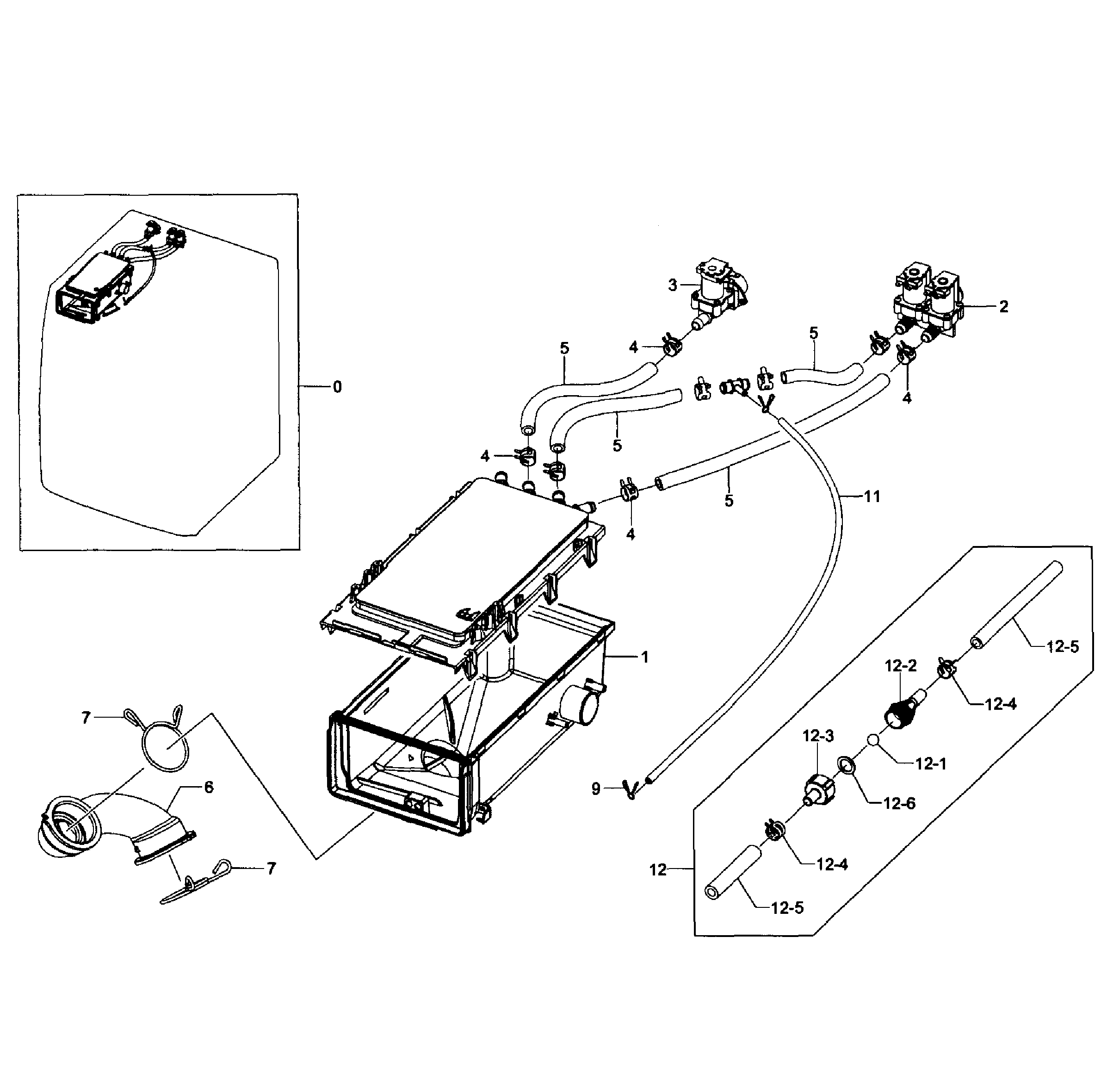 Samsung WF361BVBEWR/A1-01 drawer housing diagram