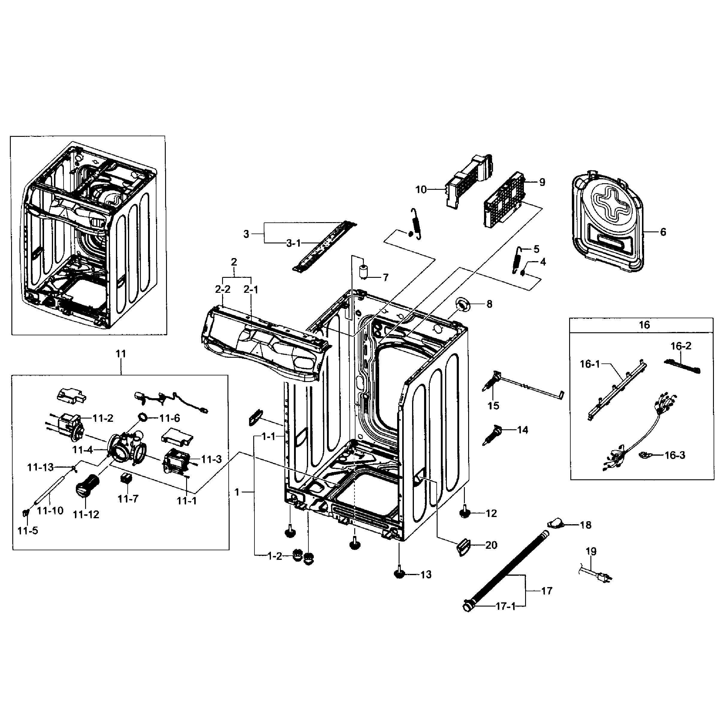 Samsung WF435ATGJWR/A1-01 frame assy diagram