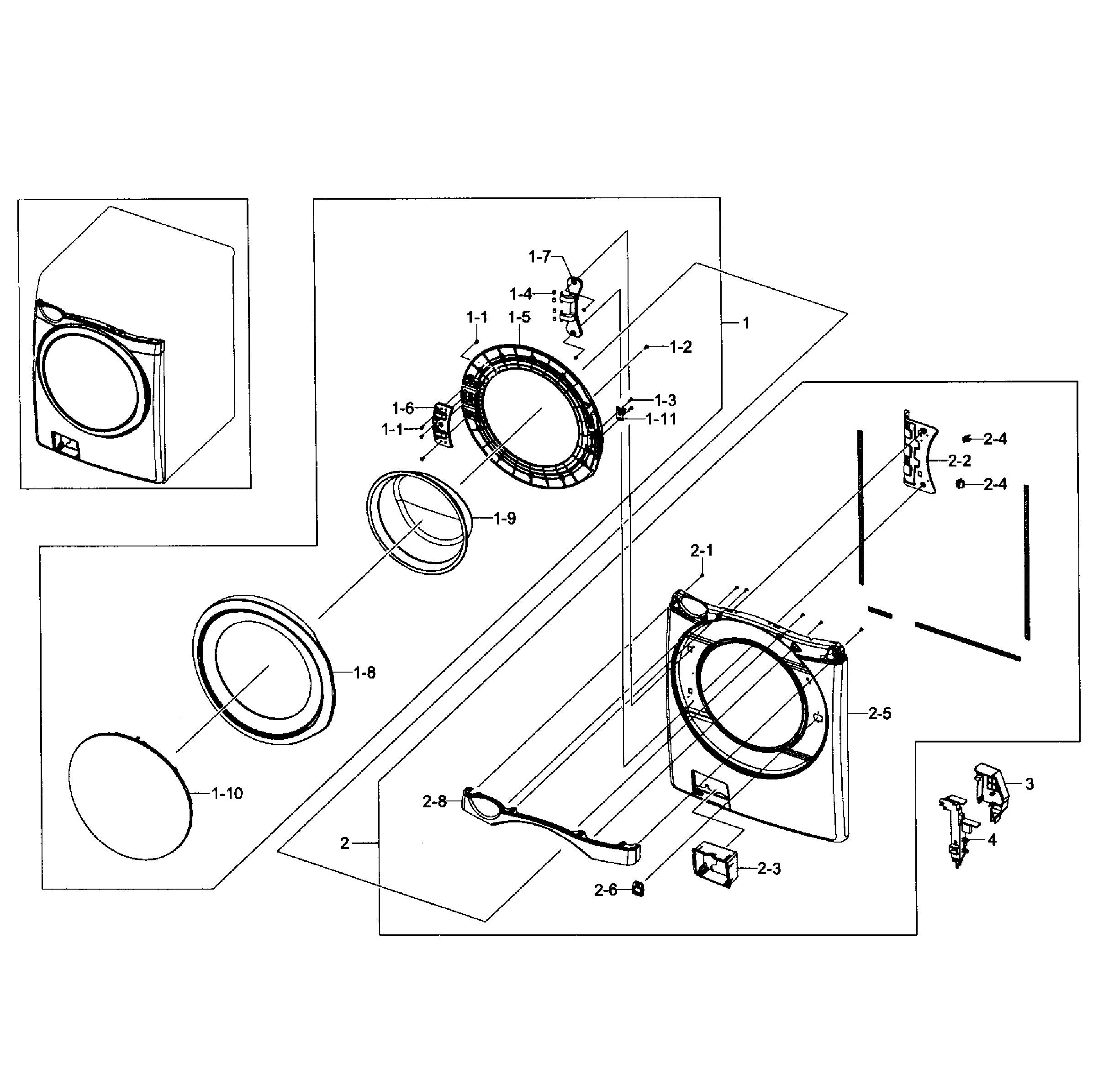 Samsung WF435ATGJWR/A1-01 front/door assy diagram