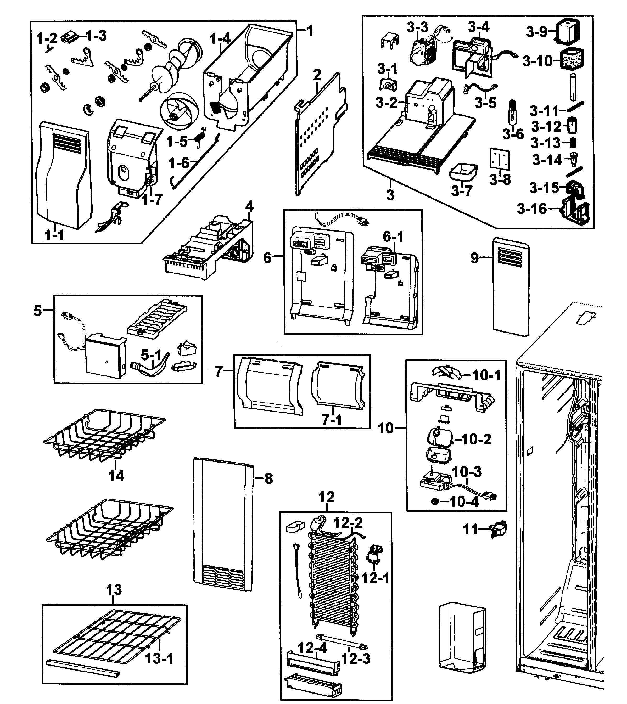 Samsung RS2630SH/XAA-00 freezer diagram