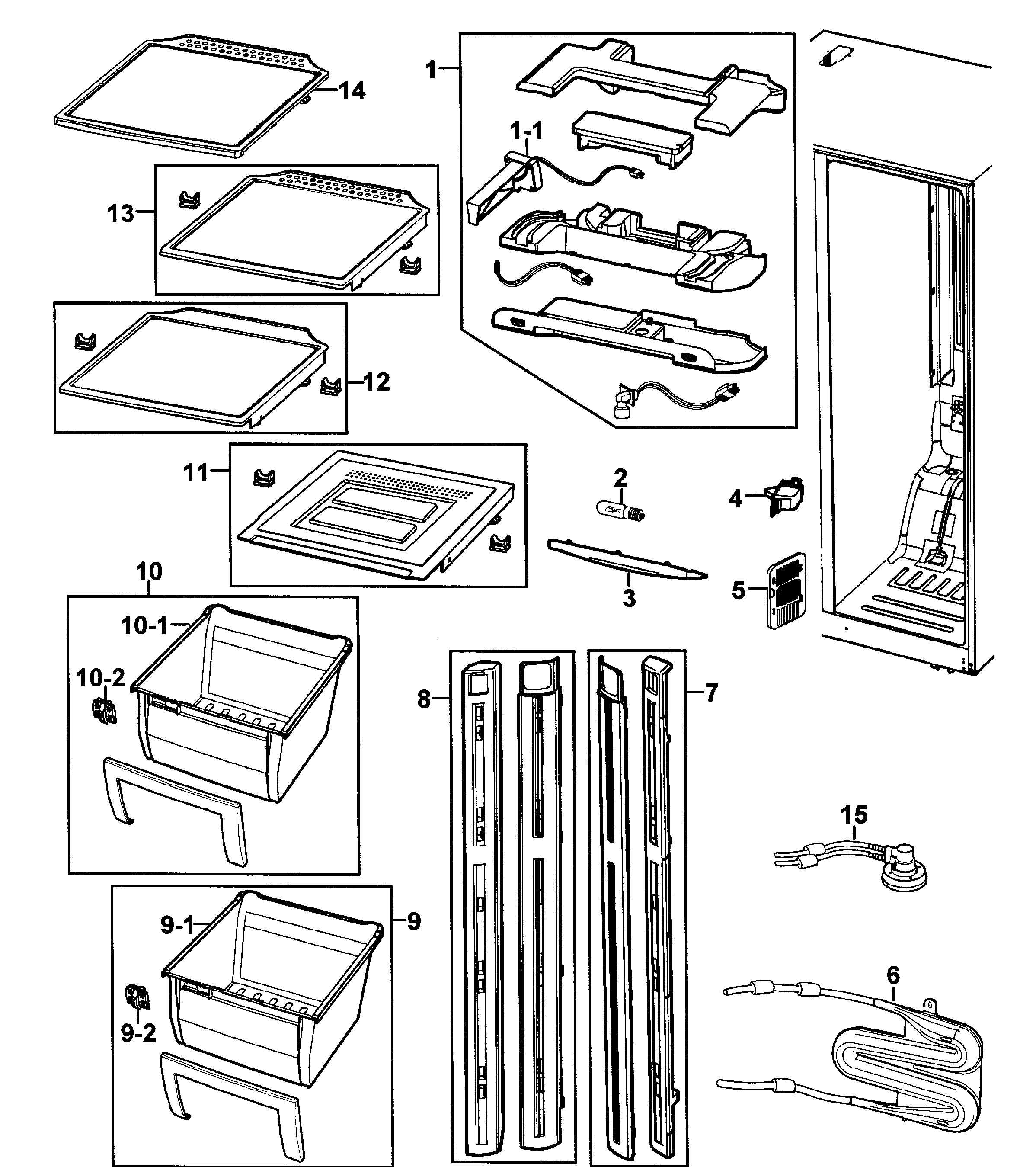 Samsung RS2630SH/XAA-00 refrigerator diagram