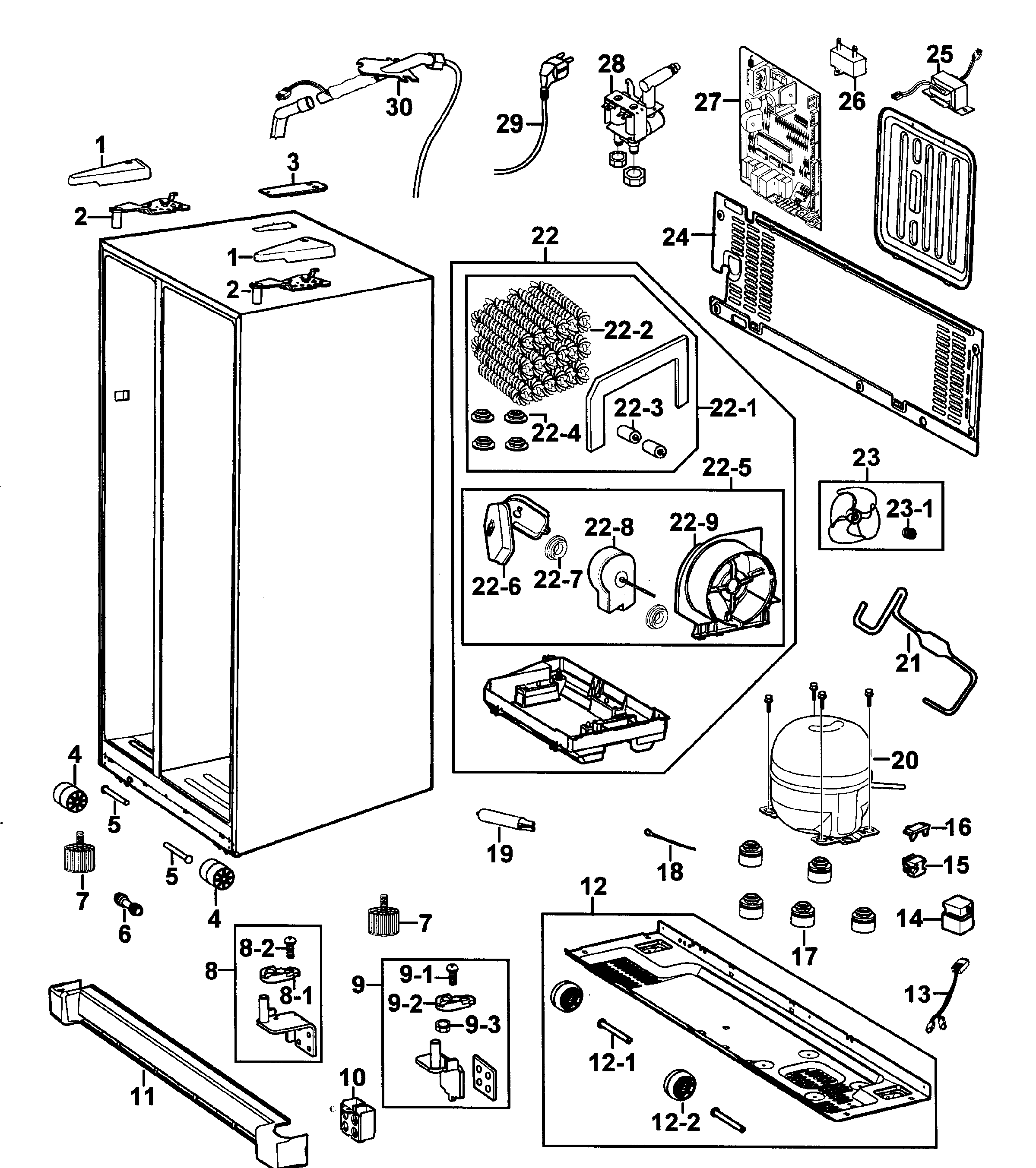 Samsung RS2630SH/XAA-00 cabinet diagram