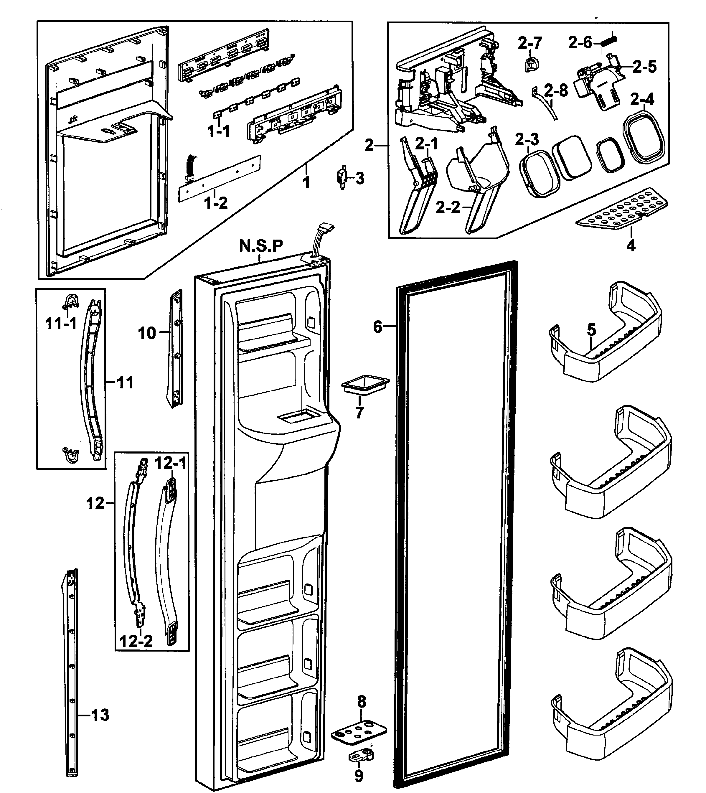 Samsung RS2630SH/XAA-00 left door diagram