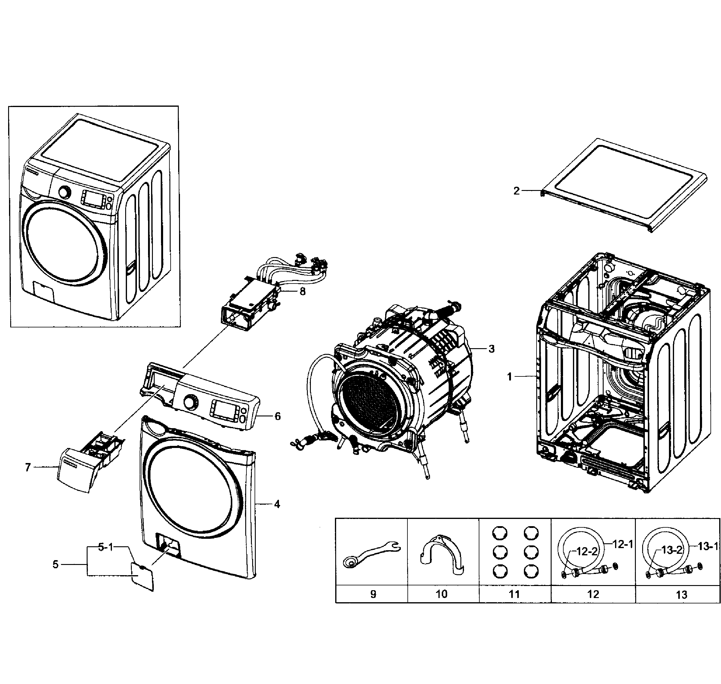 Samsung WF511ABW/XAA-02 main assy diagram