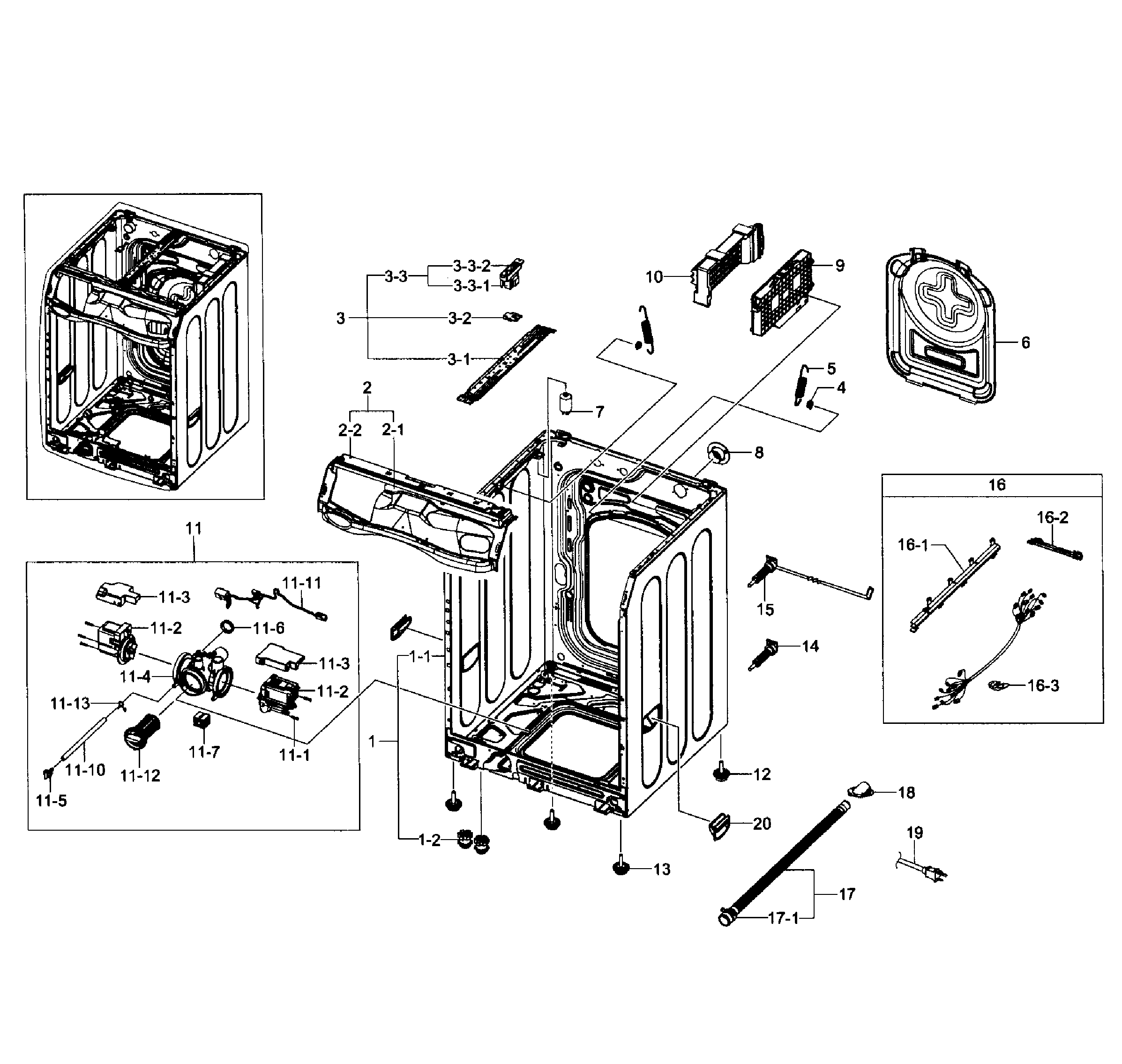 Samsung WF511ABW/XAA-02 frame assy diagram