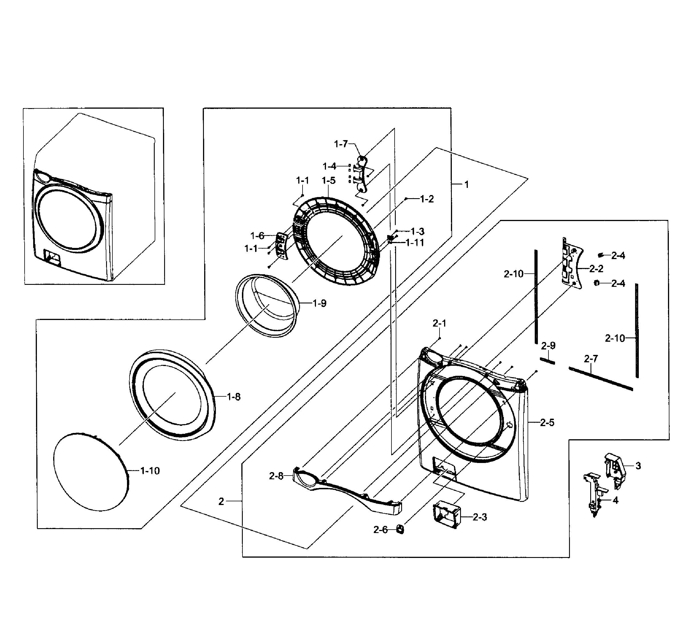 Samsung WF511ABW/XAA-02 front/door assy diagram