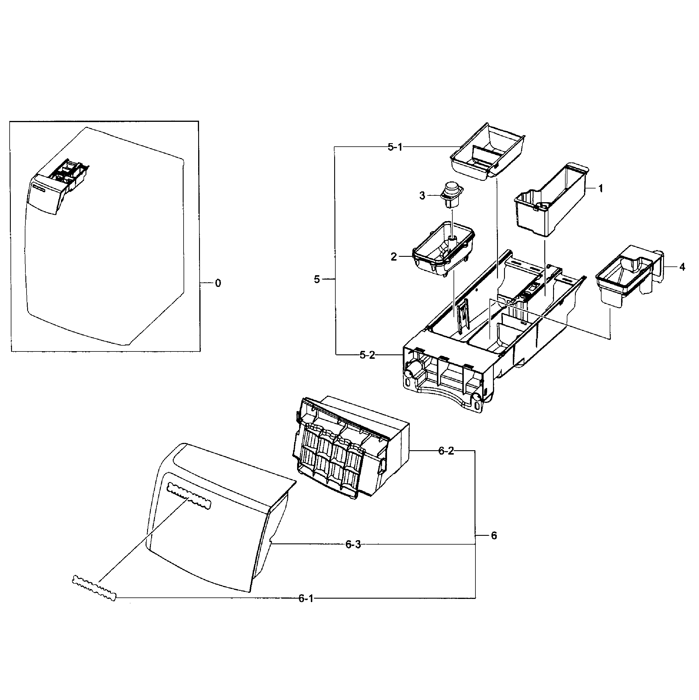 Samsung WF511ABW/XAA-02 drawer assy diagram