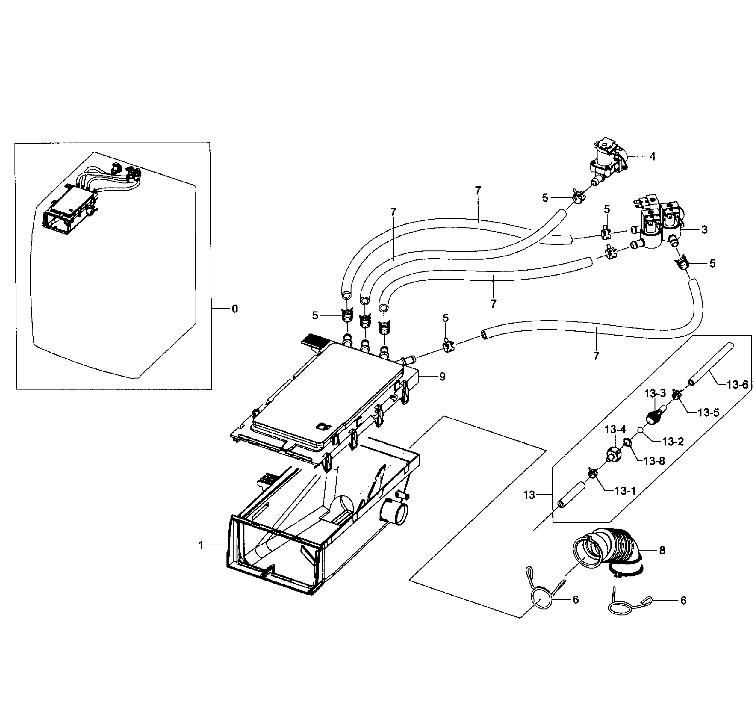 Samsung WF511ABW/XAA-02 drawer housing diagram