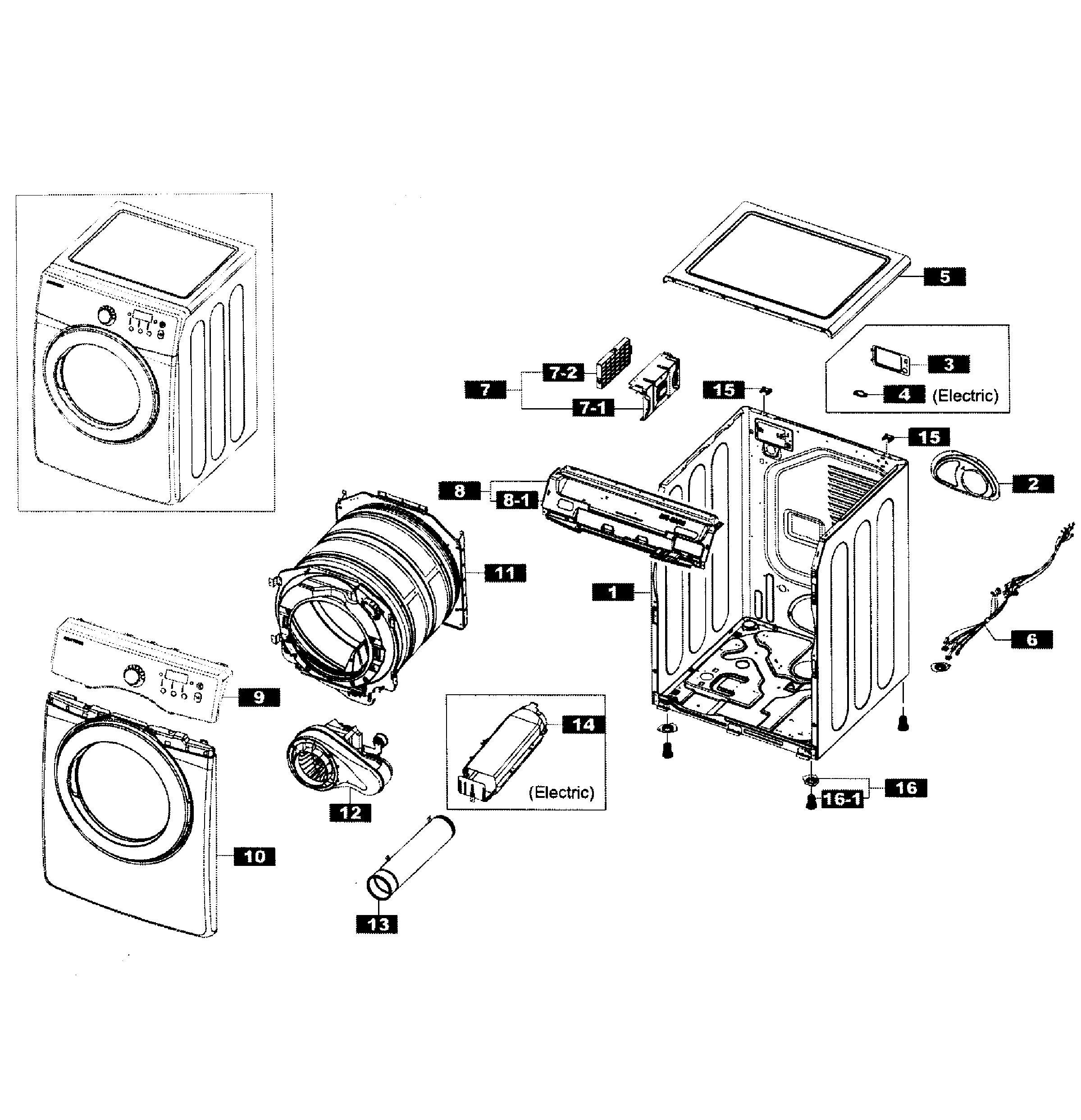 Samsung DV365ETBGWR/A3-01 main assy diagram