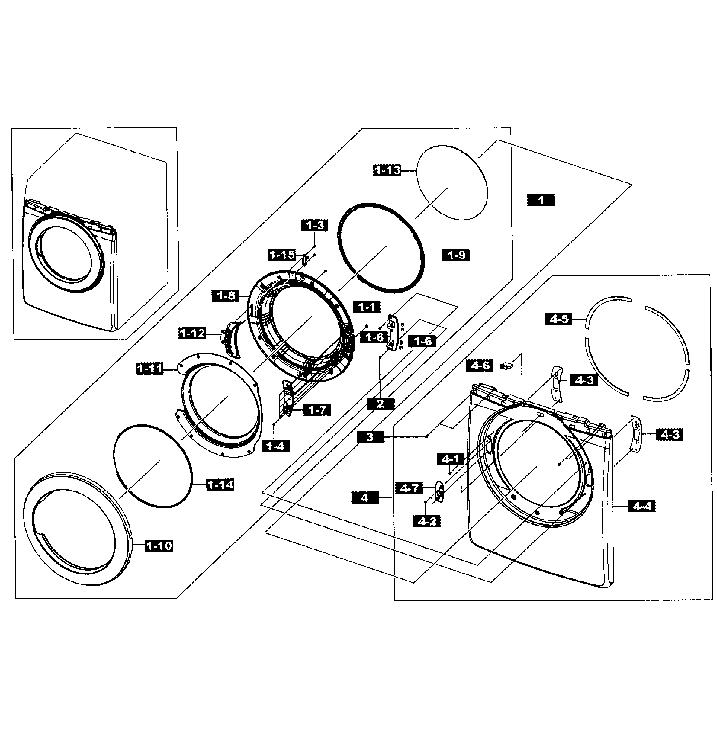 Samsung DV365ETBGWR/A3-01 front/door assy diagram