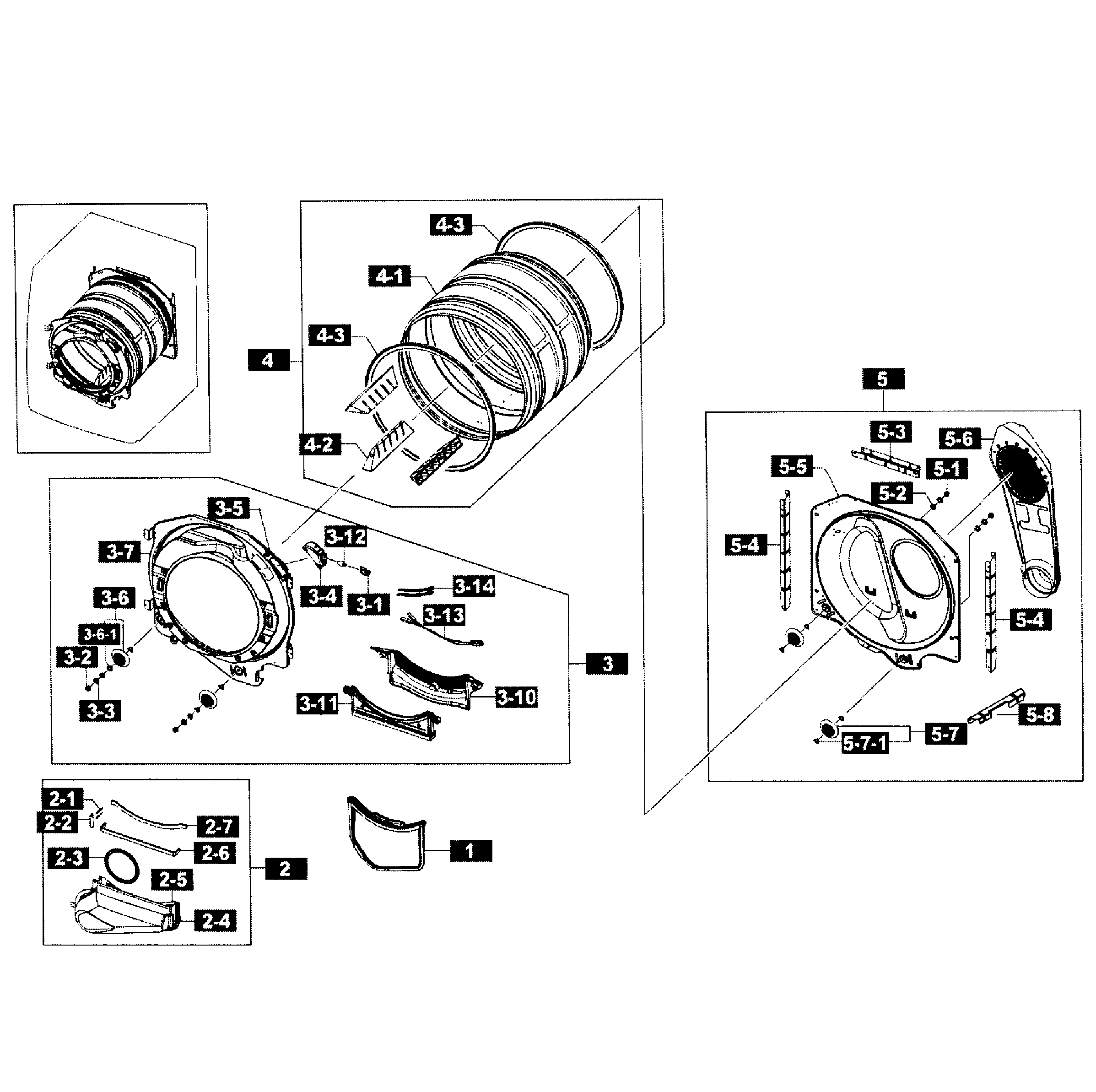 Samsung DV365ETBGWR/A3-01 drum assy diagram