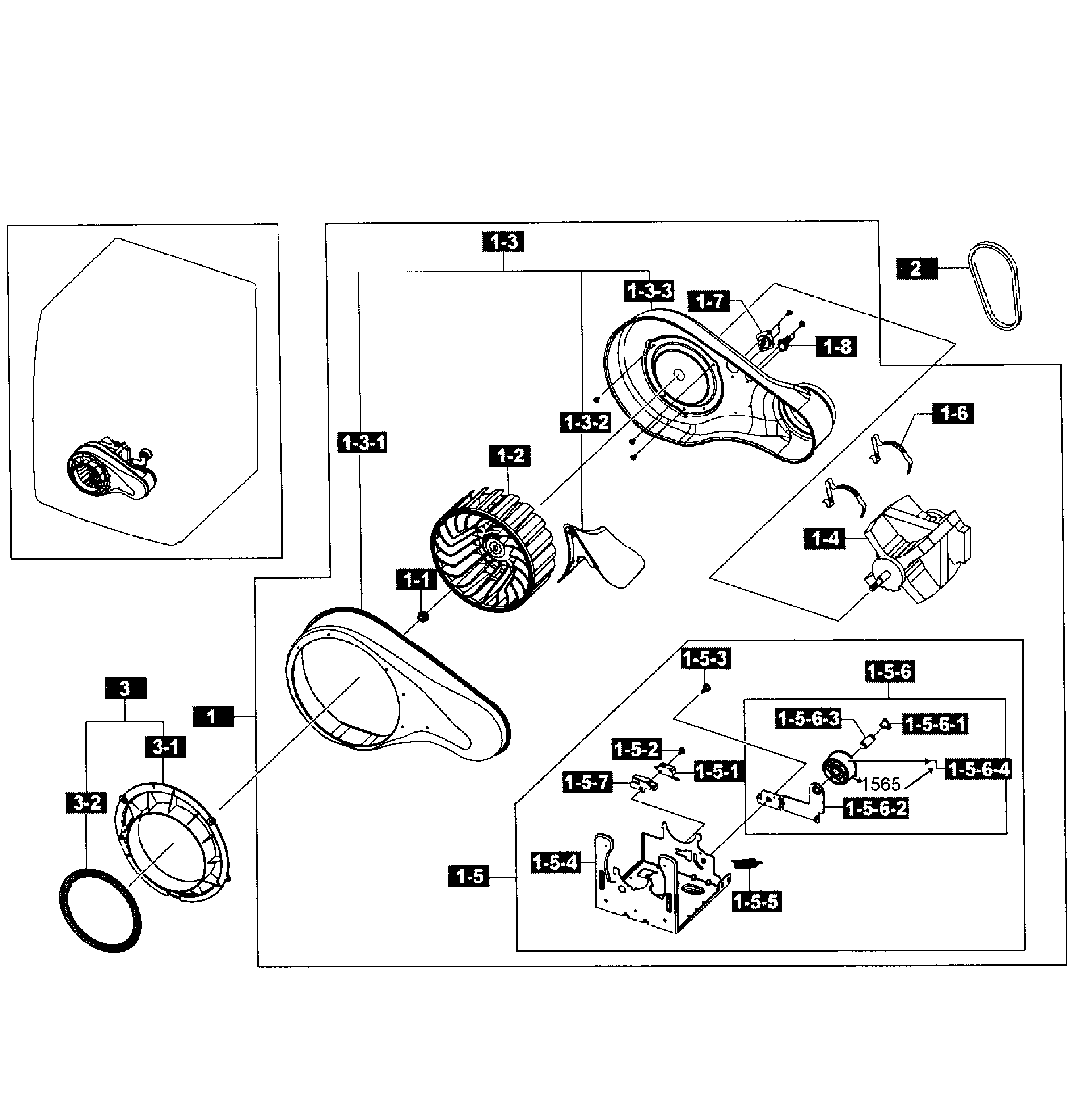 Samsung DV365ETBGWR/A3-01 motor assy diagram