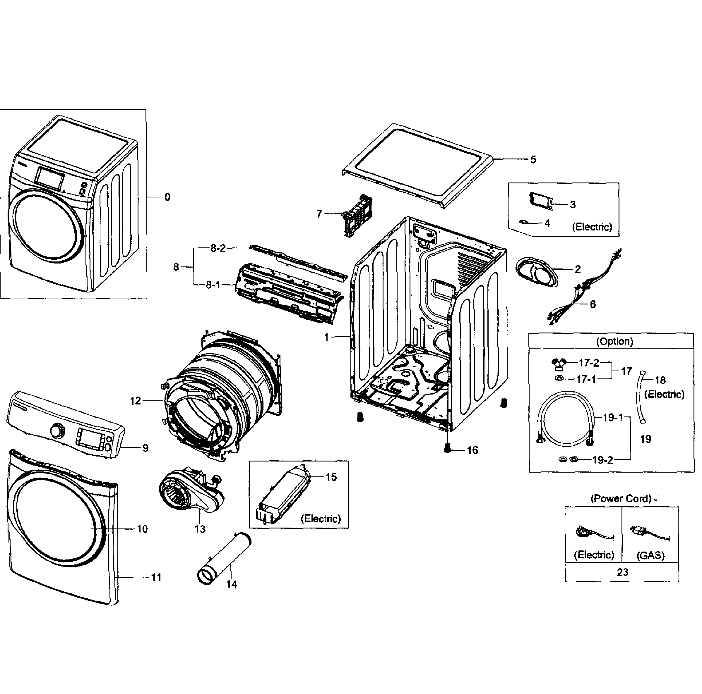 Samsung DV435ETGJWR/A1-01 main assy diagram